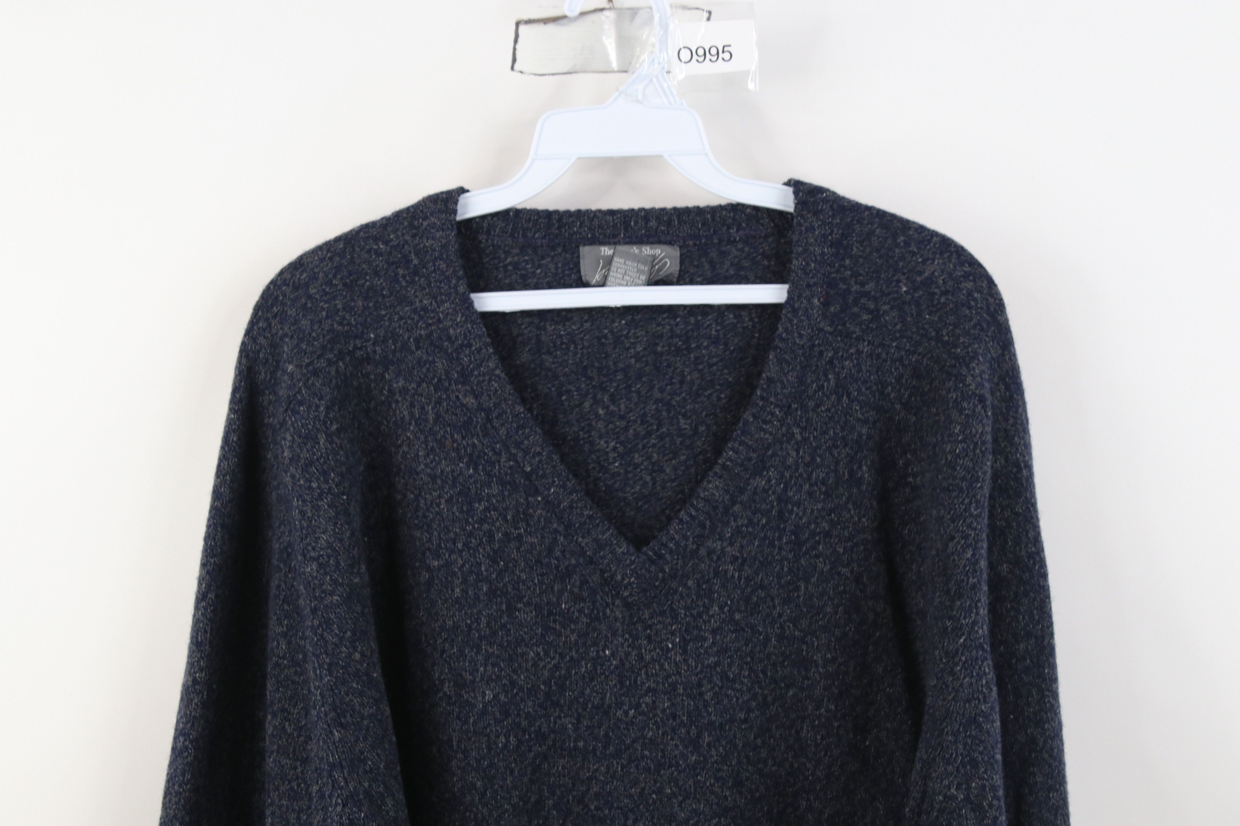 Vintage Vintage 90s Streetwear Knit V-Neck Sweater Heather Blue Size US L / EU 52-54 / 3 - 2 Thumbnail