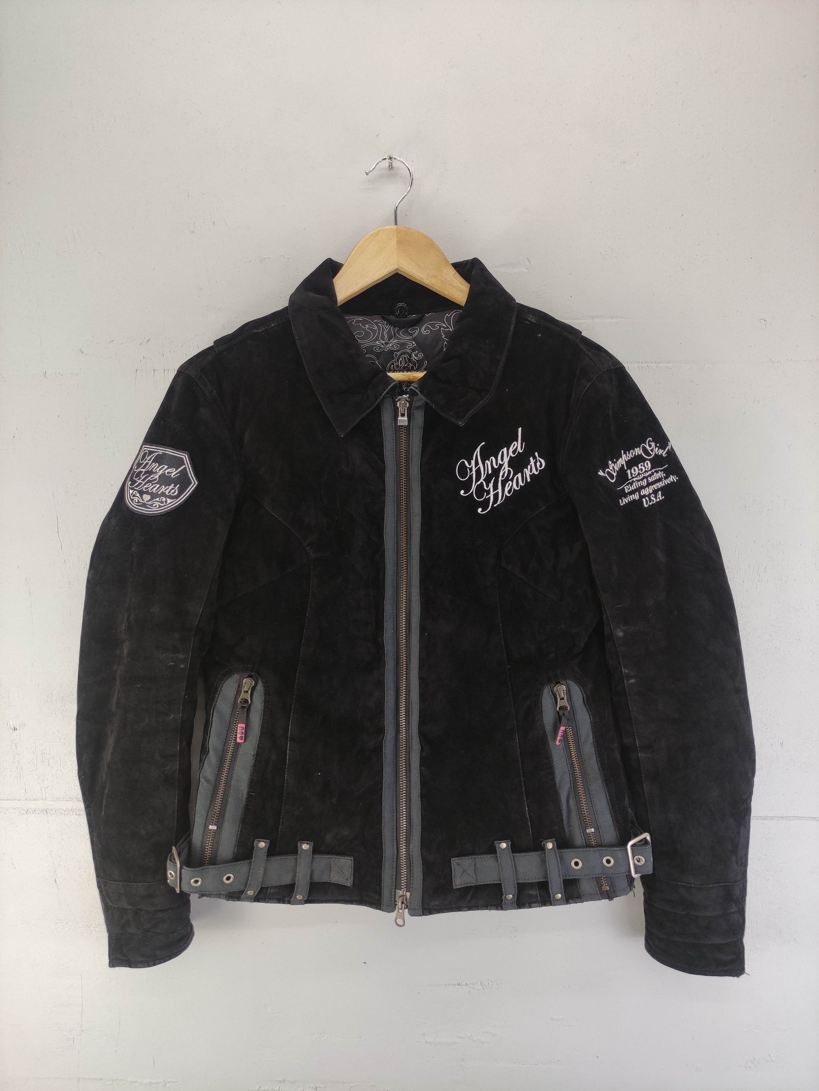 Vintage Simpson Angel Hearts Velvet Motorcycle Jacket