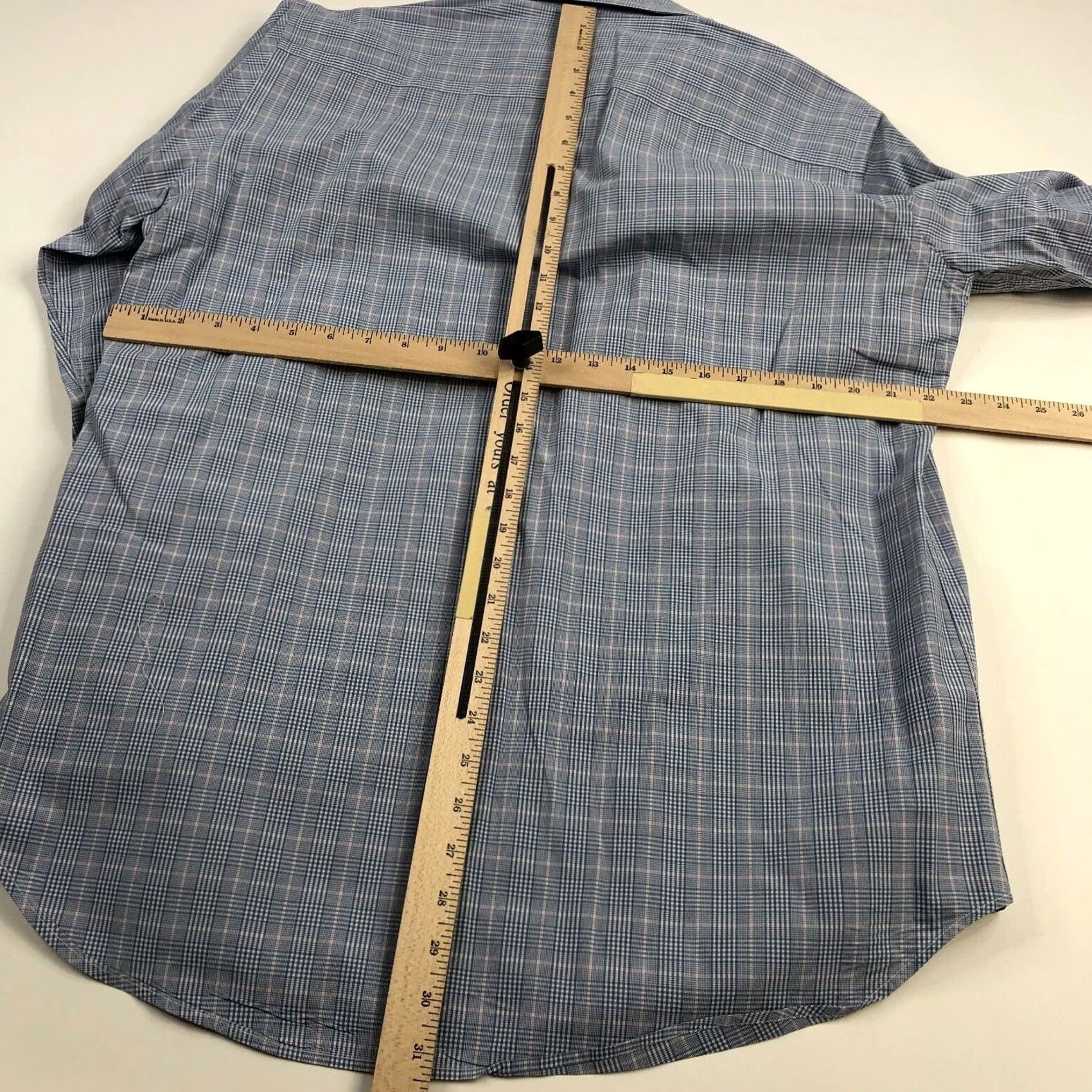 Boden Boden 16/35 .5 Button Front Long Sleeve Dress Shirt Blue Men’s EUC Check Size 42R - 2 Thumbnail