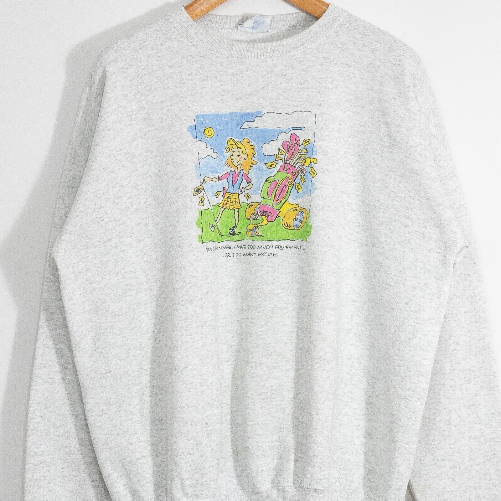 Vintage Vintage 90s Funny Golfing Sweatshirt XL - Faded Distressed Size US XL / EU 56 / 4 - 7 Thumbnail