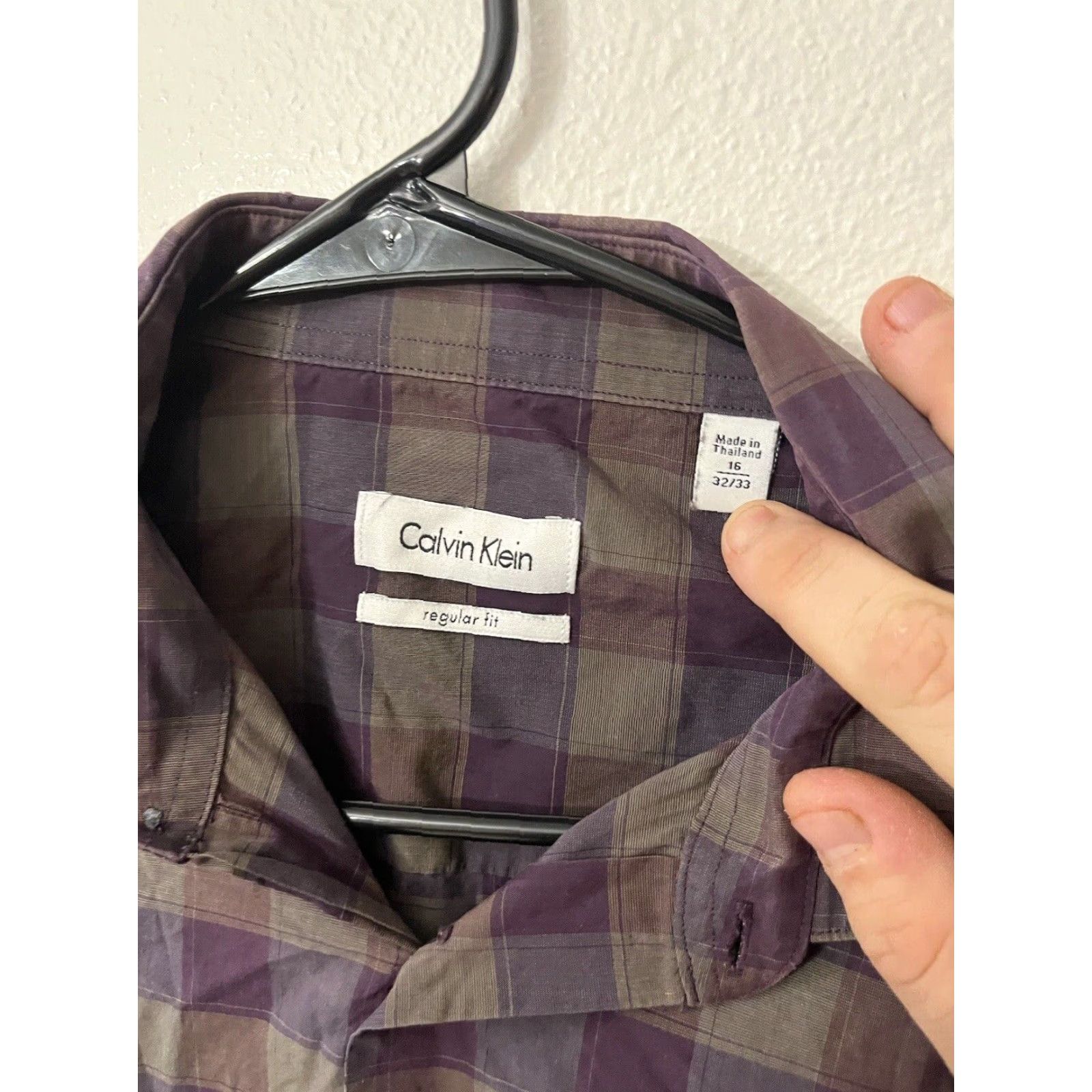 Calvin Klein Calvin Klein Shirt Regular Fit 16 Purple Plaid Long Sleeve Button Front Mens Size US L / EU 52-54 / 3 - 3 Thumbnail