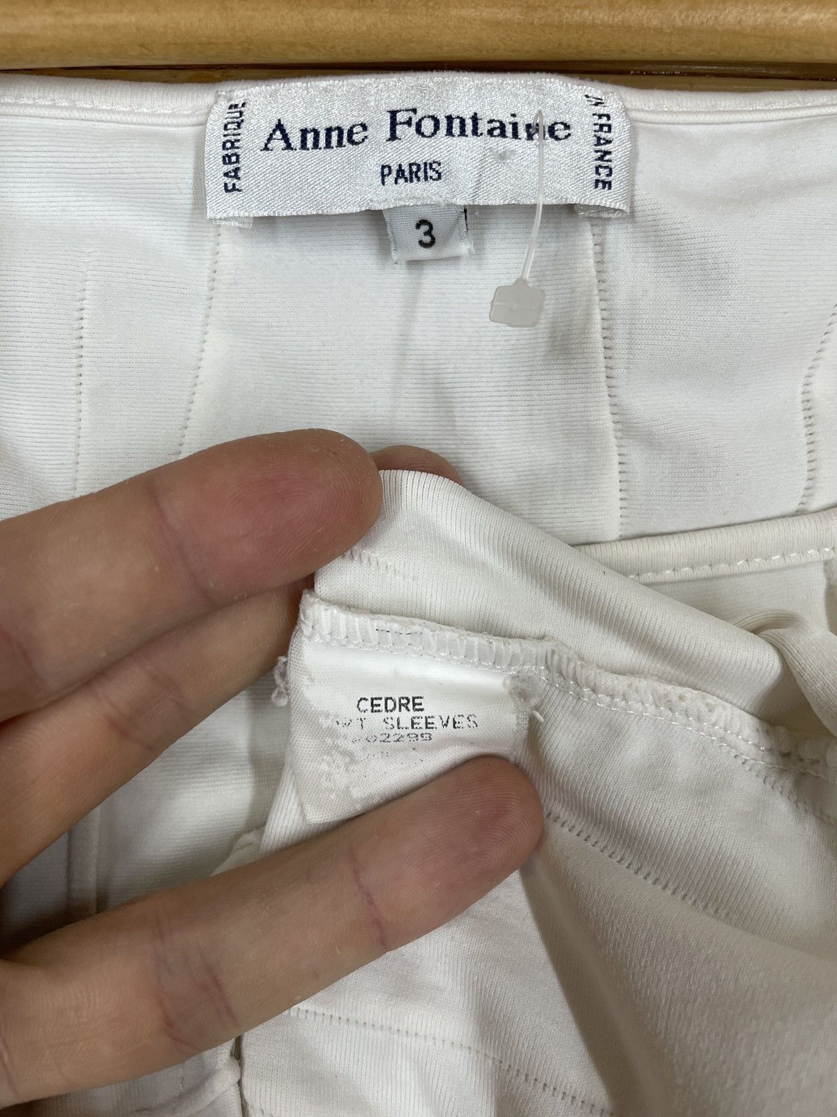 Designer ANNE FONTAINE PARIS Made in FRANCE Stretch Short Sleeve Top White T-Shirt Size M / US 6-8 / IT 42-44 - 12 Thumbnail