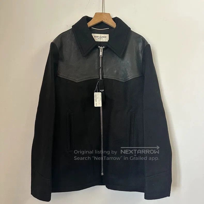 Hedi Slimane Saint Laurent Wool Leather Trim Jacket Size US M / EU 48-50 / 2 - 1 Thumbnail