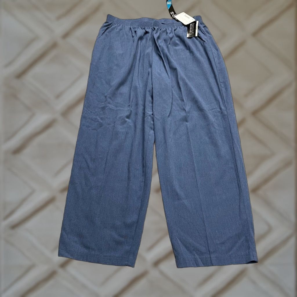 Vintage Briggs Dress Pants Women 22W Blue Tapered High Rise Elastic Waist 34x28 NWD New Size 34" / US 12 / IT 48 - 1 Thumbnail