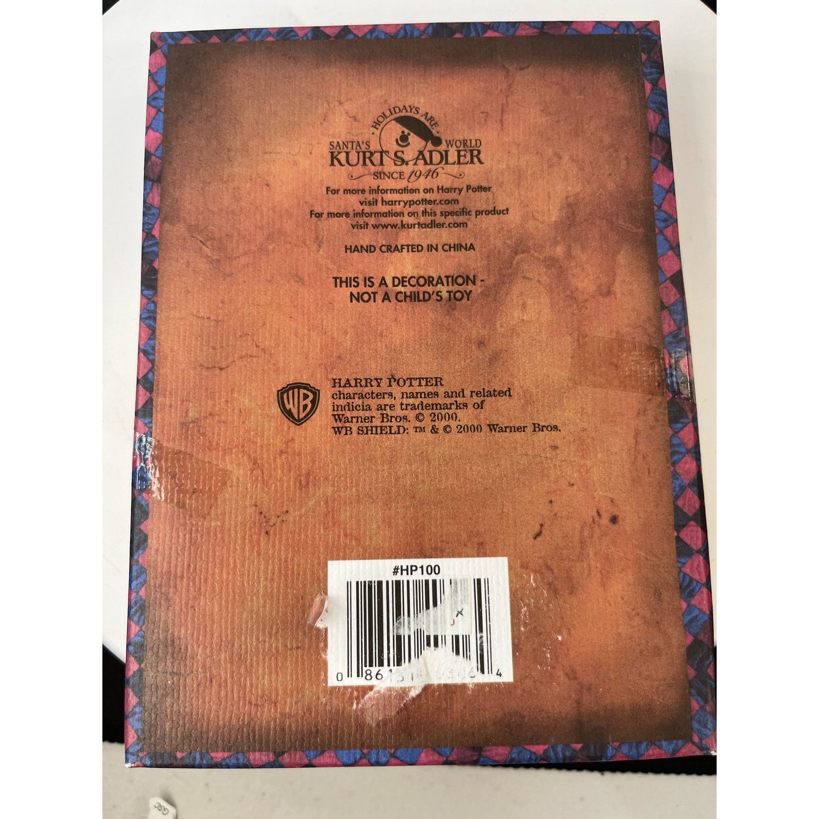 Adler Warner Bros. & Kurt S. Adler 2001 Harry Potter Size ONE SIZE - 2 Thumbnail
