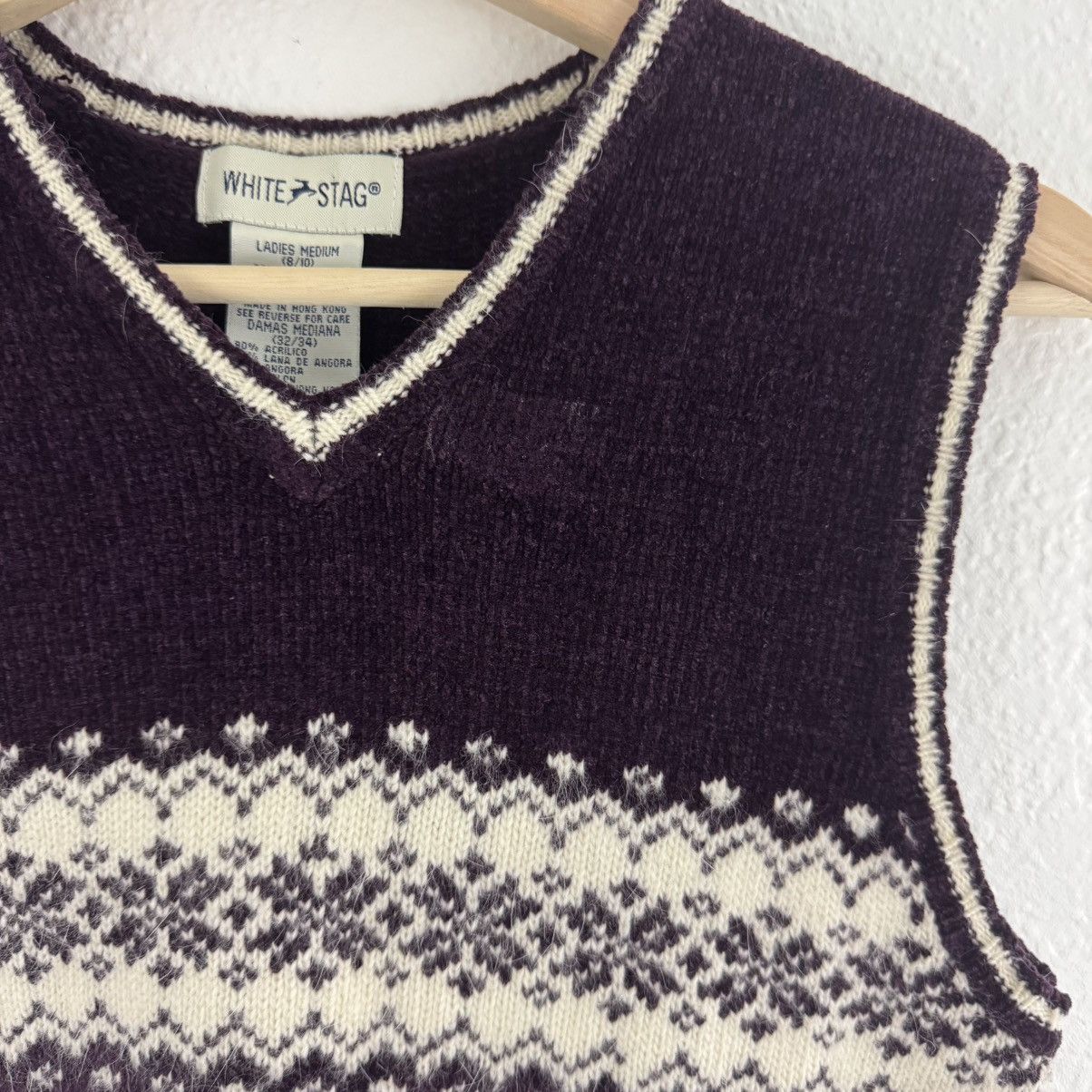 Other WHITE STAG Vintage 90s Dark Purple Fair Isle Sweater Vest Size M / US 6-8 / IT 42-44 - 4 Thumbnail