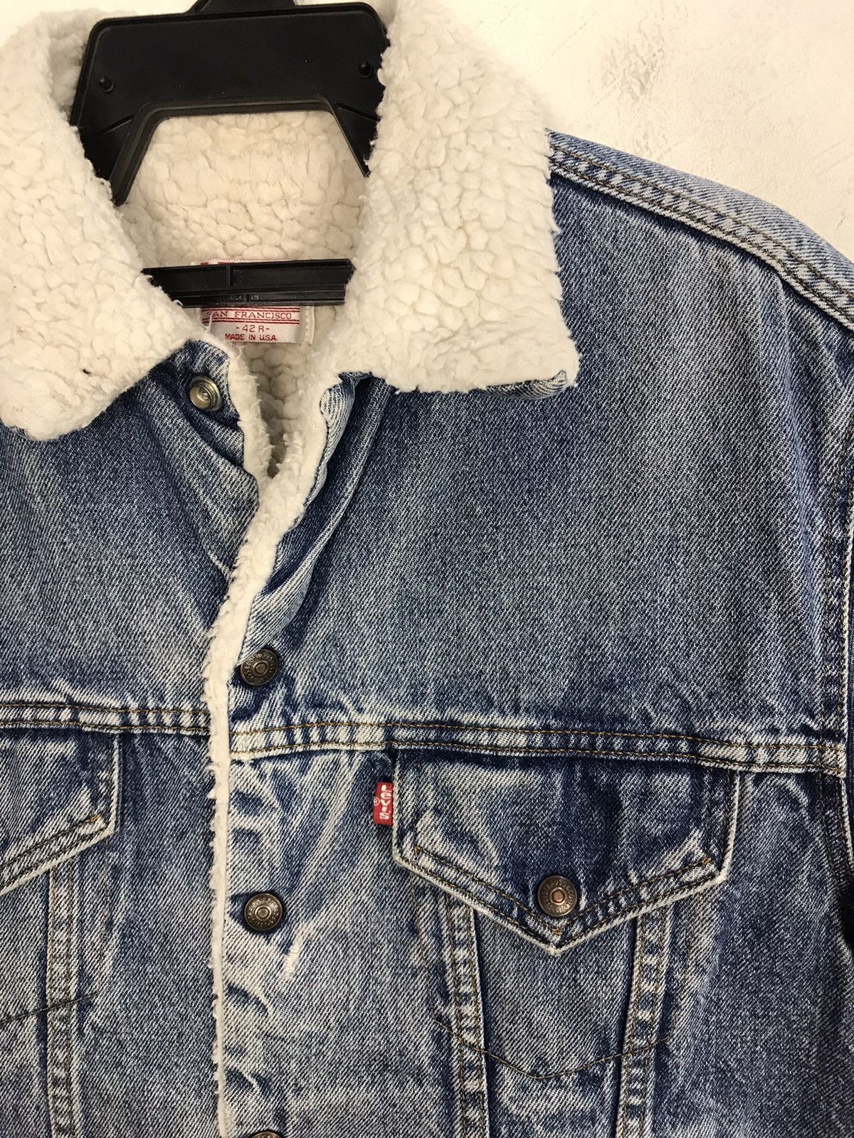 Levi's × Vintage Vintage Levi’s Jacket Sherpa Distressed Snap Button Size US L / EU 52-54 / 3 - 5 Thumbnail