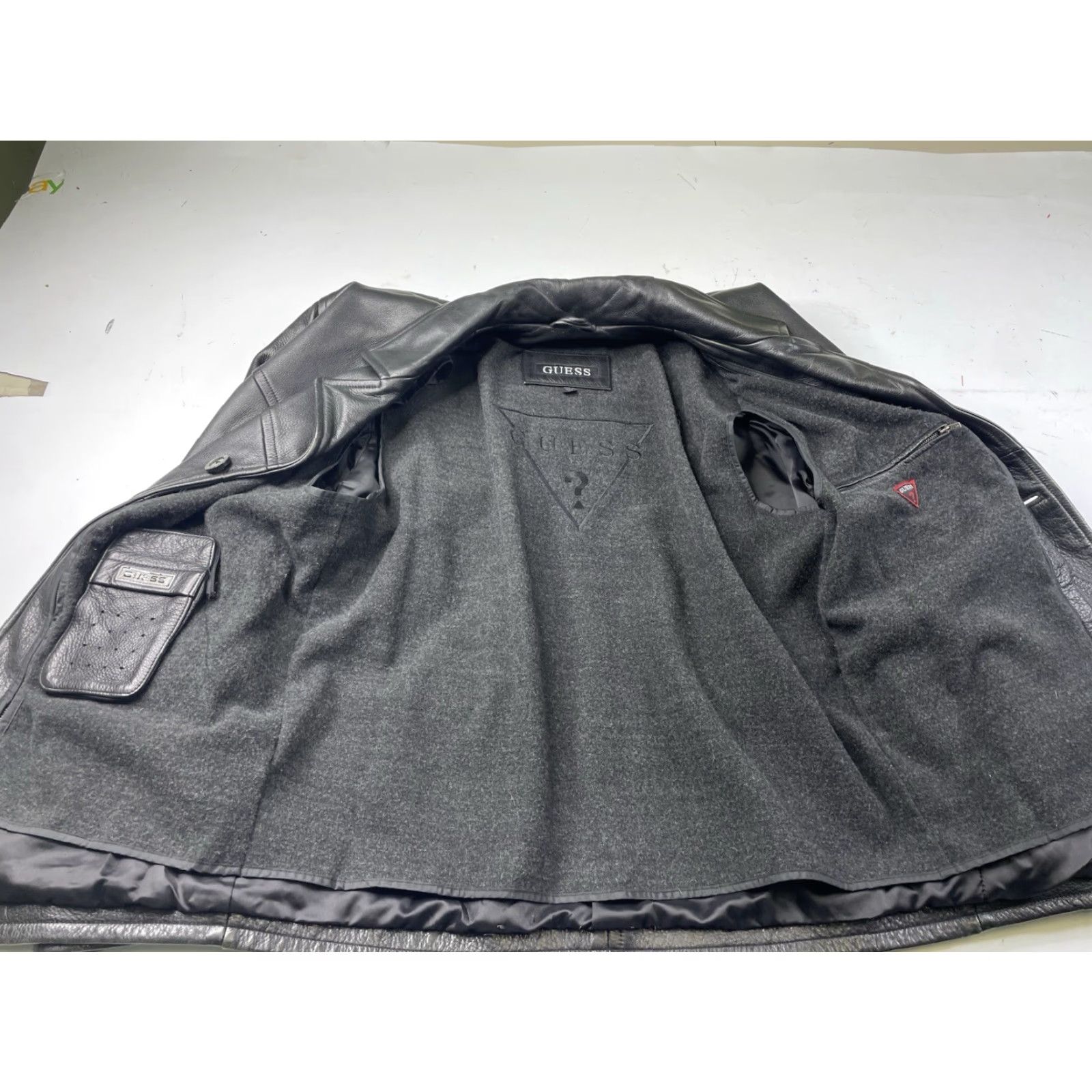 Guess VINTAGE GUESS Leather Black Fleece Liner Button Up Jacket Coat Men’s Medium Size US M / EU 48-50 / 2 - 2 Thumbnail