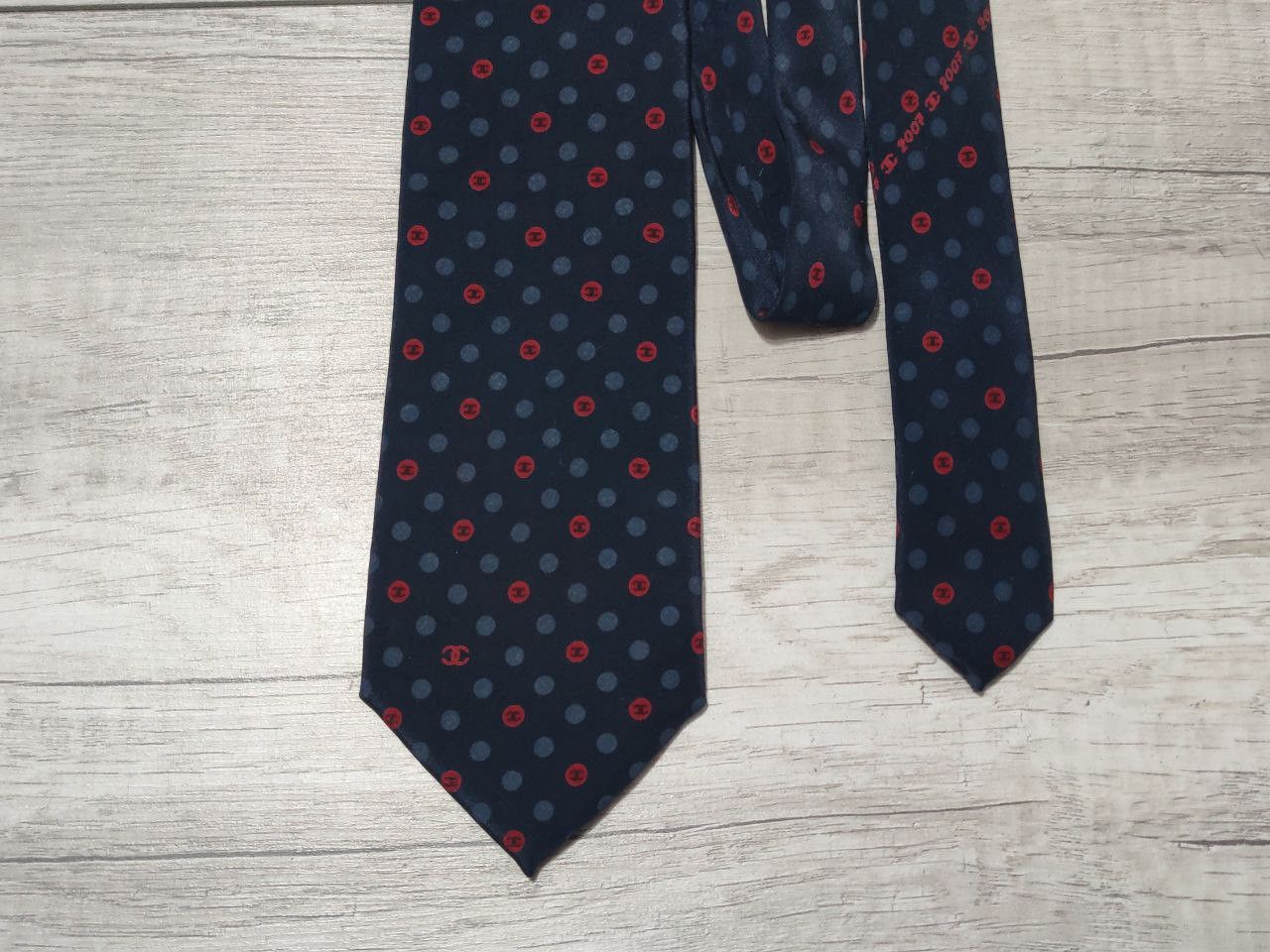 Chanel Chanel COCO Emblem Polka Dot Pattern Mens Silk Tie Necktie Size ONE SIZE - 1 Thumbnail