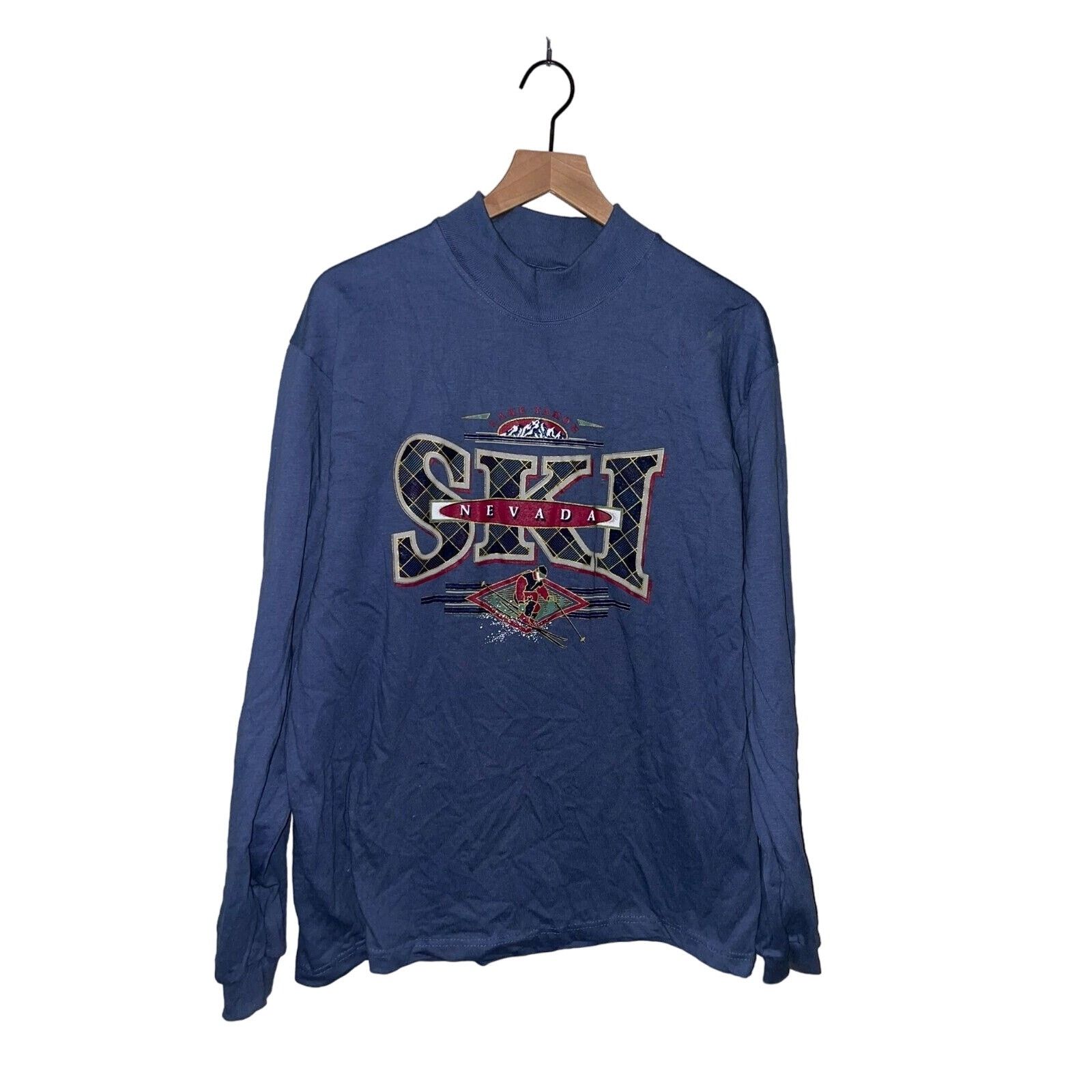 Anvil Vintage Ski Lake Tahoe Shirt Nevada Skiing Blue Tee 90s VTG Size US L / EU 52-54 / 3 - 1 Thumbnail