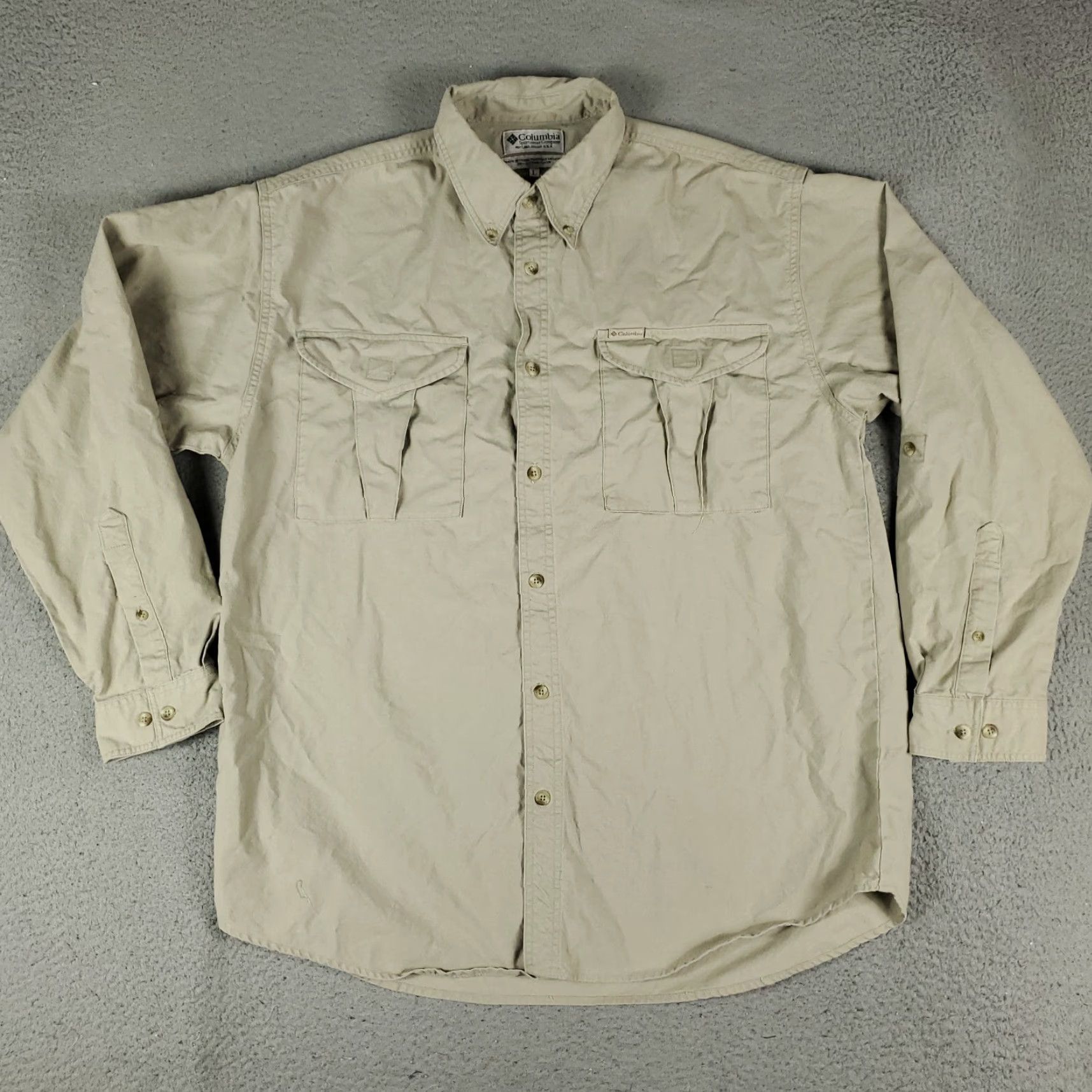 Vintage Columbia Shirt Mens Large Beige Cotton Button-Up Long Sleeve Casual Business Wearable Size US L / EU 52-54 / 3 - 2 Thumbnail