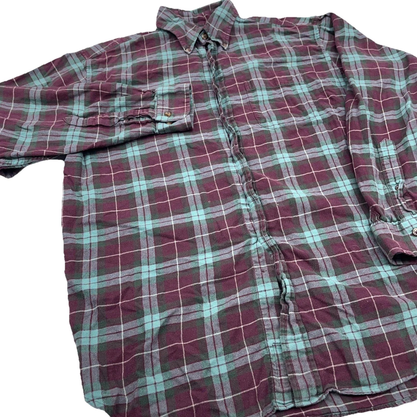 Brooks Brothers Brooks Brothers Button-Front Flannel Shirt Men L Plaid Purple Green 346 Dress Patterned Button-Up Casual Modern Preppy Regulares Size 42R - 4 Thumbnail