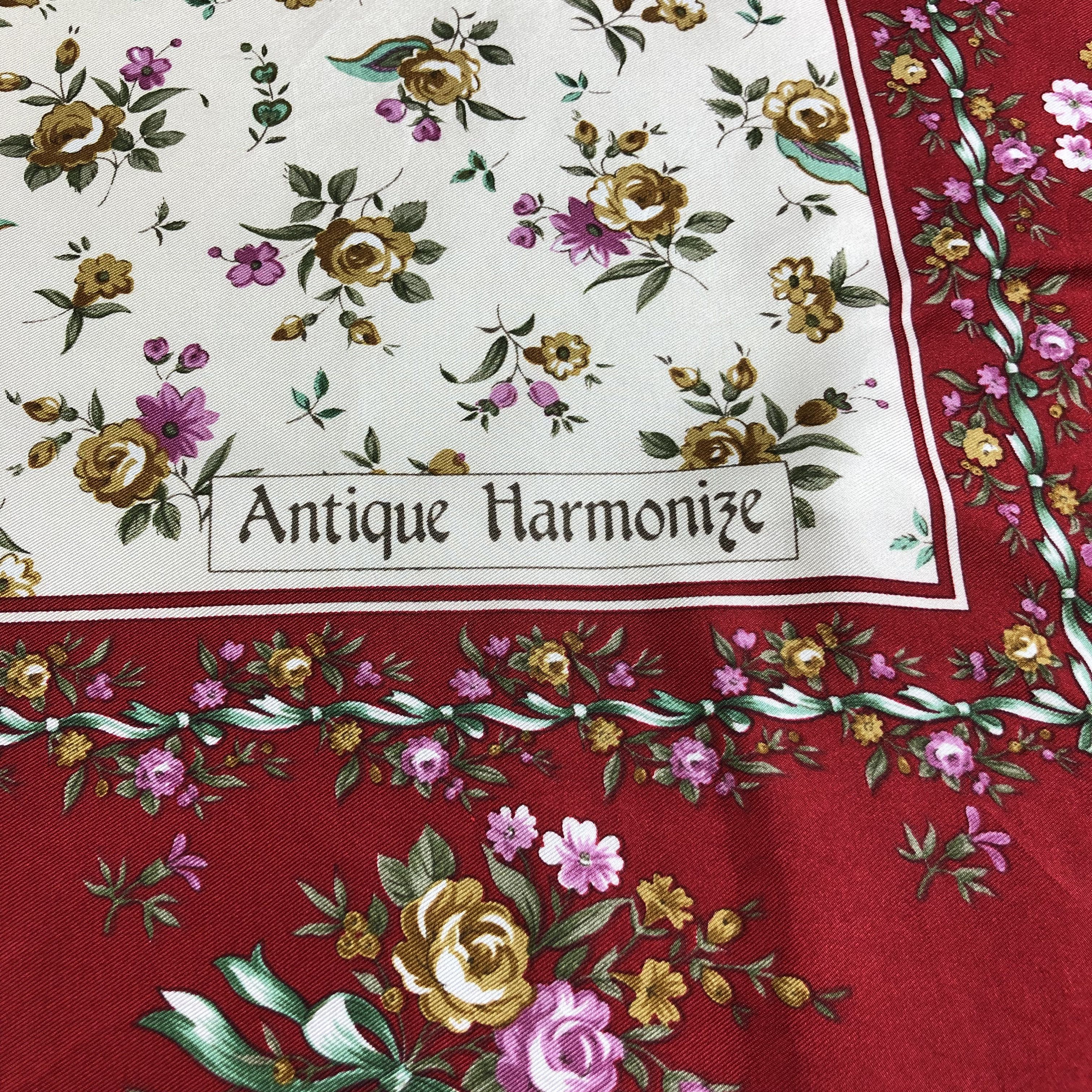 Japanese Brand Antique Harmonize Floral Hand Rolled Silk Scarf M430 Size ONE SIZE - 3 Thumbnail