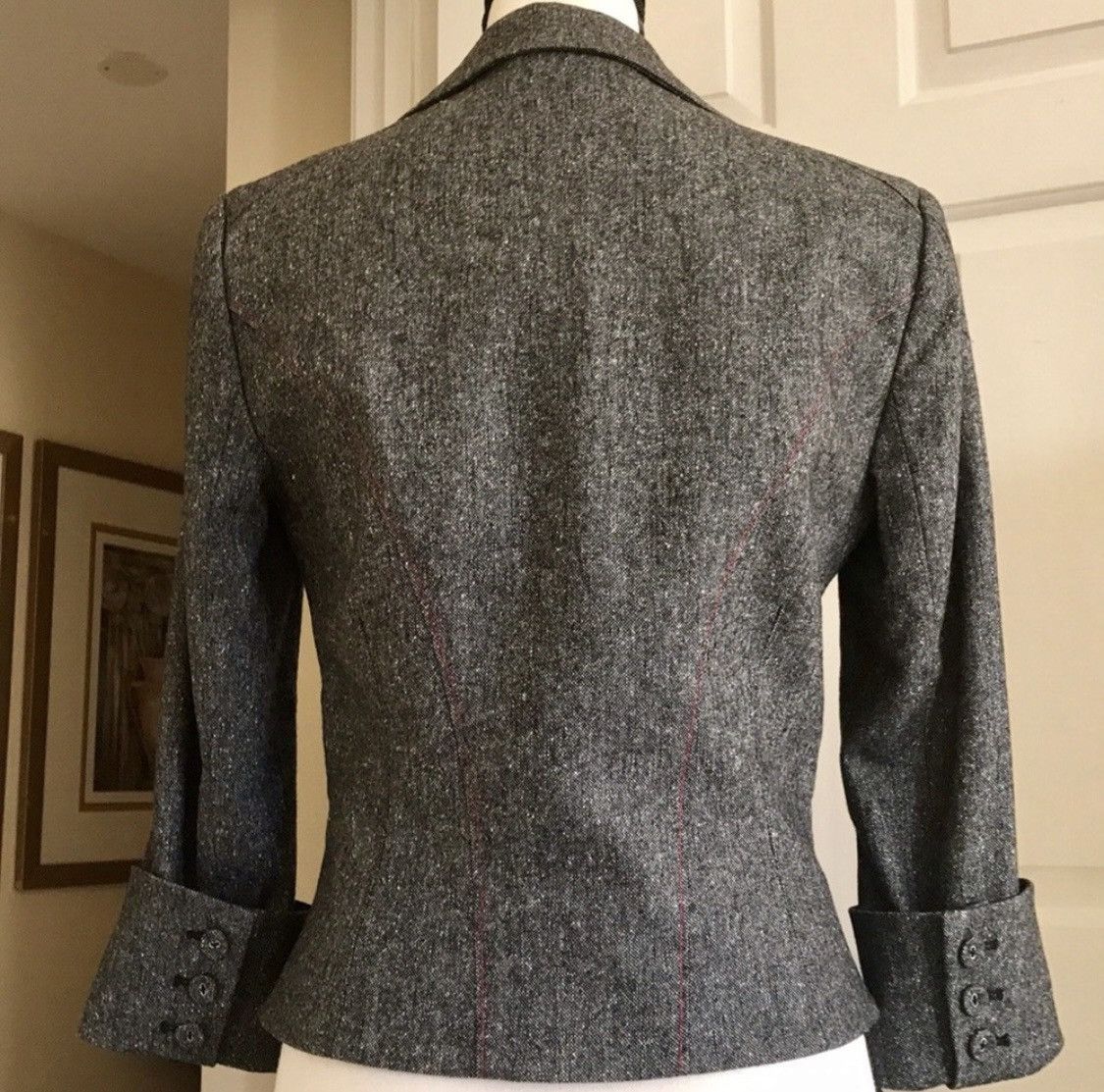 Bebe BEBE VINTAGE PINK EMBROIDERED GREY WOOL BLAZER JACKET Size M / US 6-8 / IT 42-44 - 5 Thumbnail