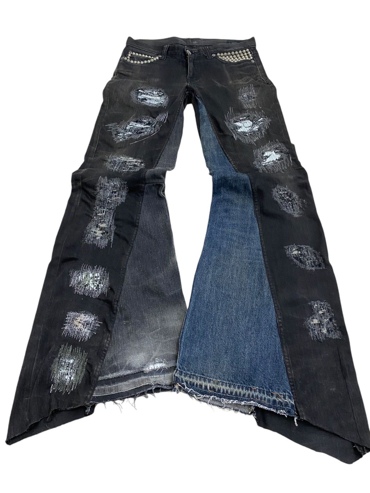 If Six Was Nine × Japanese Brand × Le Grande Bleu (L.G.B.) Vintage Z. Vargas Wide Legs Uruboros Heavy Stiched Studded Size US 31 - 4 Thumbnail