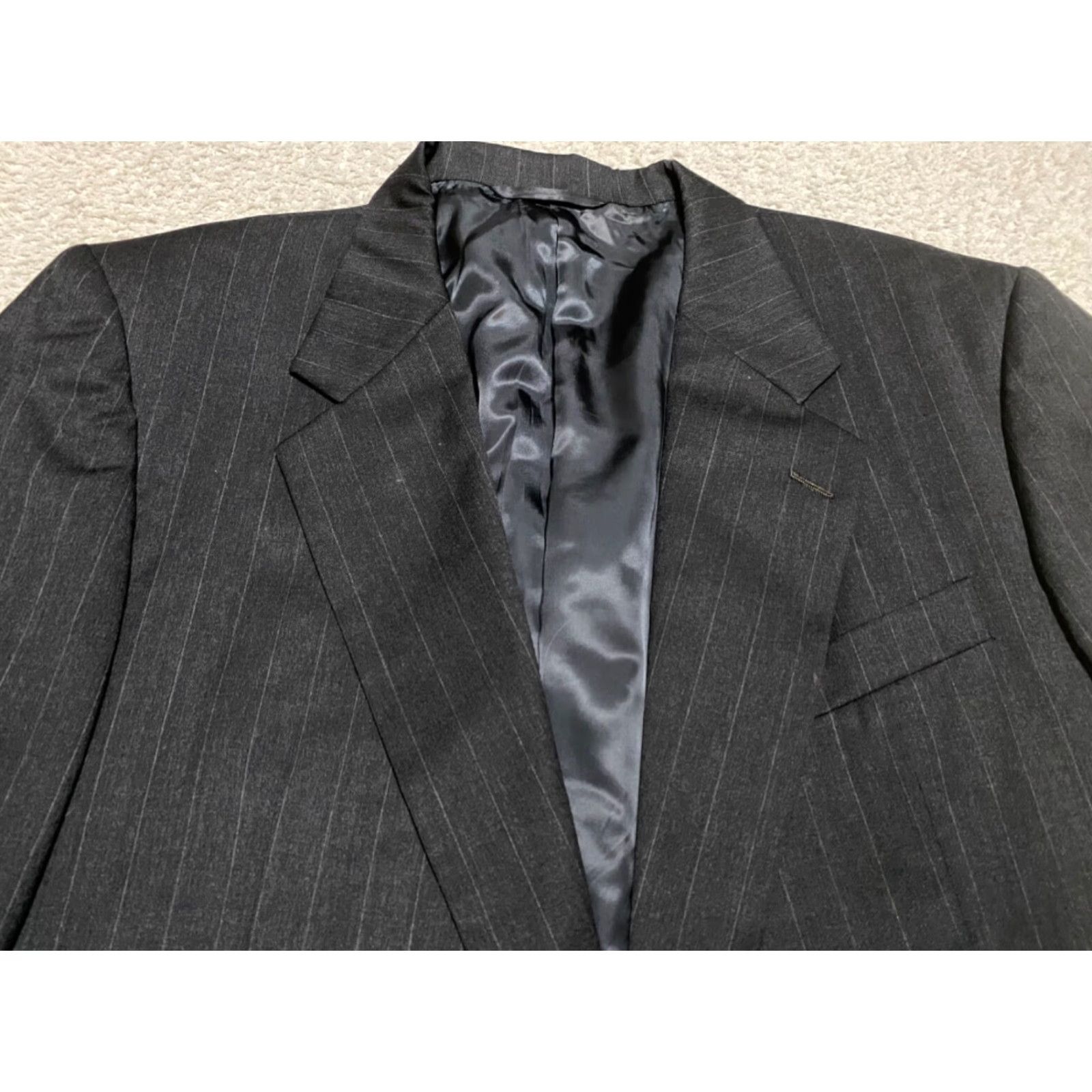 Vintage Hickey Freeman Blazer Mens Gray Wool 46 Striped Two-Button Long Sleeve Size US XXL / EU 58 / 5 - 3 Thumbnail