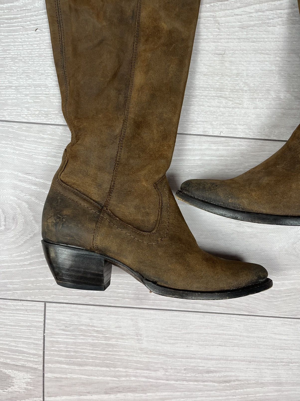 Frye Frye USA Brown Suede High Knee Rancho Womens Boots Size US 7.5 / IT 37.5 - 16 Thumbnail