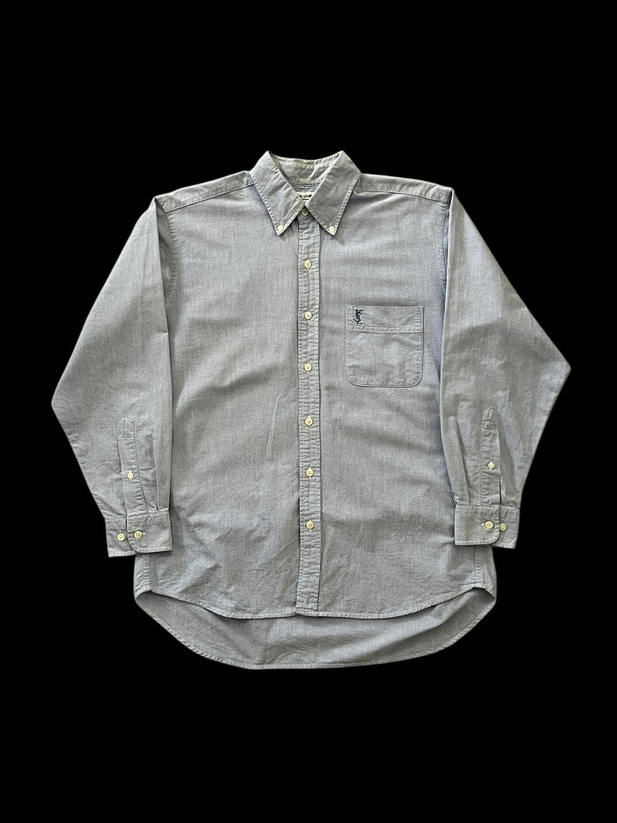 Yves Saint Laurent 1990s YSL Pour Homme Chambray Button Down Shirt Size US L / EU 52-54 / 3 - 2 Thumbnail