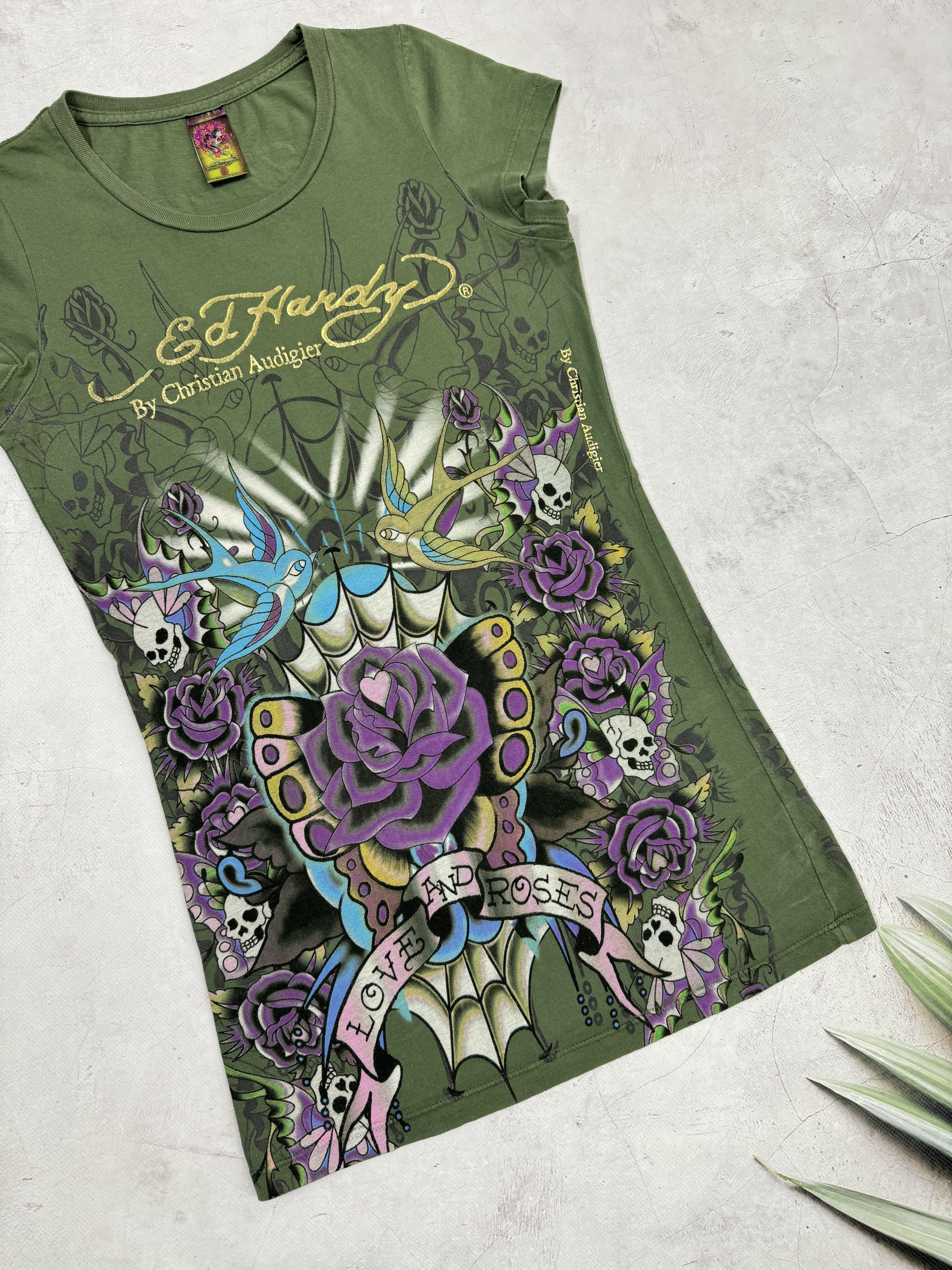 Christian Audigier × Ed Hardy Ed Hardy Mini Dress Tunica Love and Roses Skull & Bird Size S / US 4 / IT 40 - 6 Thumbnail