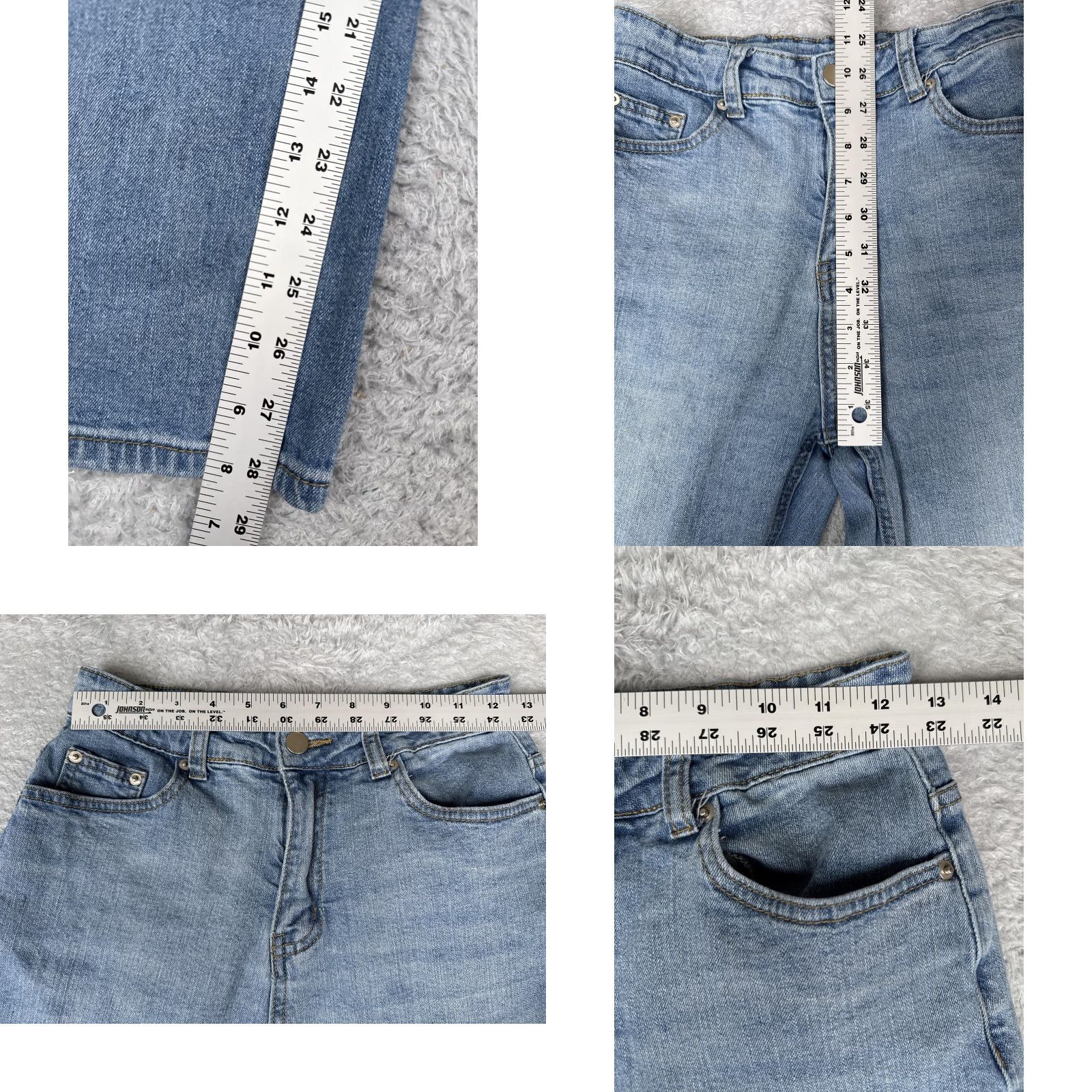Vintage Jeans 2 Blue Light Wash High Rise Straight Wide Leg Denim Stretch 24x29 90s Womens Size 26" / US 2 / IT 38 - 8 Thumbnail