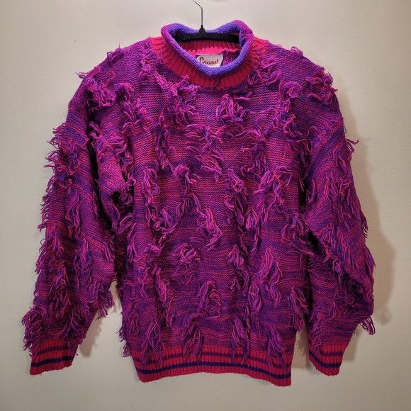 Vintage Vintage Grand Knitwear Space Dye Fringe Patch Sweater - M Size M / US 6-8 / IT 42-44 - 1 Thumbnail