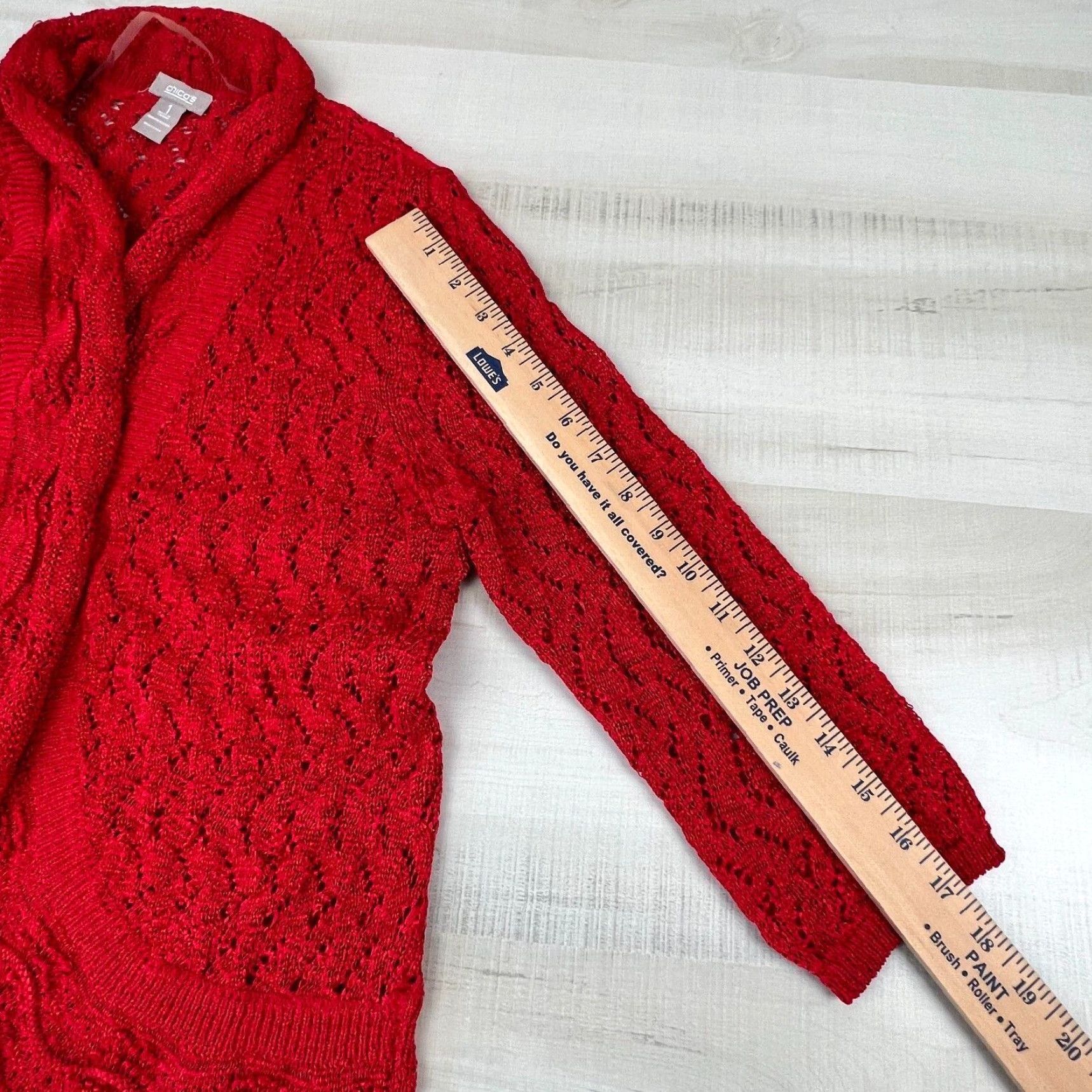 Vintage Chico's Womens Small Red Open Front Cardigan Sweater 3/4 Sleeve Knit Casual Women Size S / US 4 / IT 40 - 7 Thumbnail