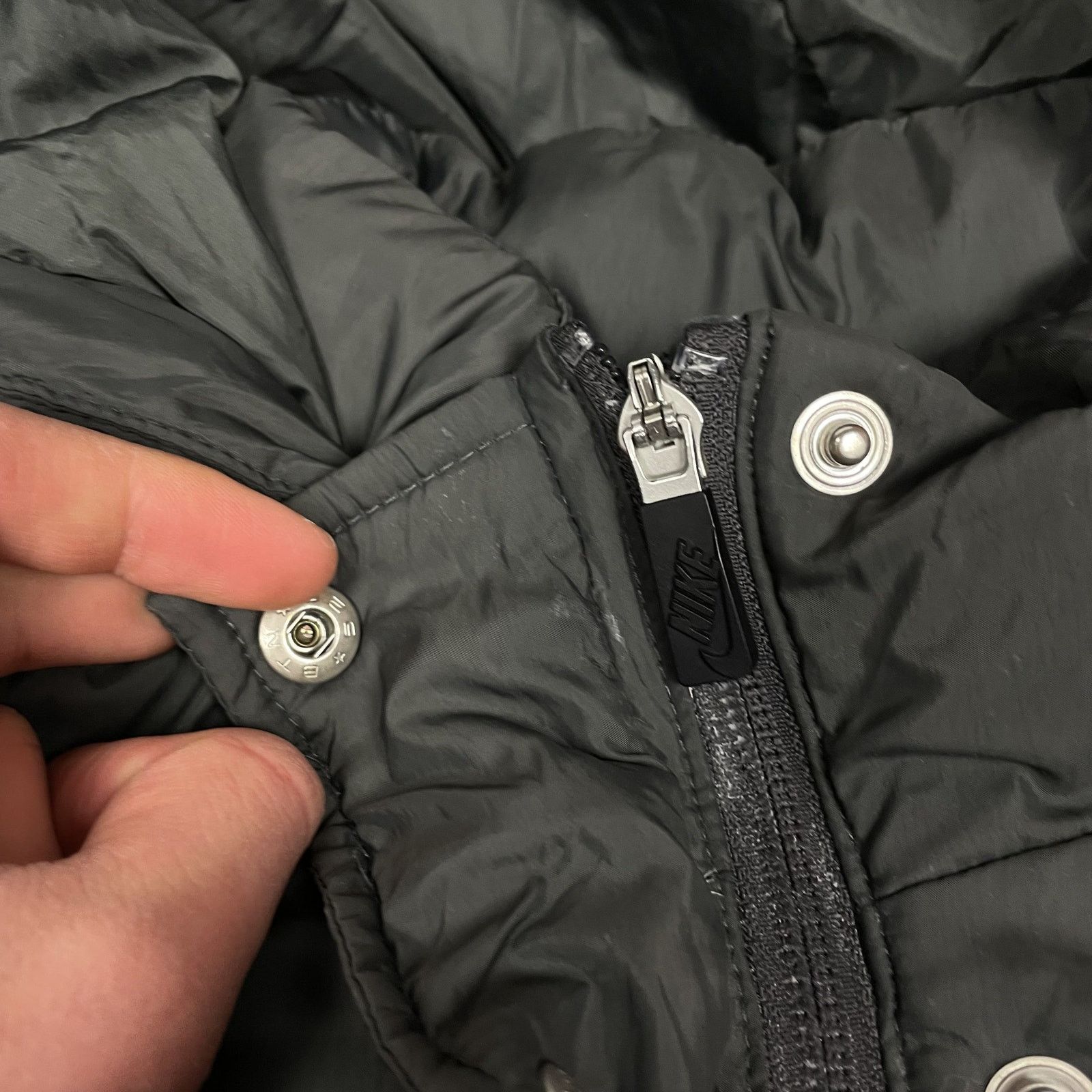 Nike × Vintage Nike Sportswear Women's Gray Hooded Full Zip Puffer Coat M Size M / US 6-8 / IT 42-44 - 11 Thumbnail
