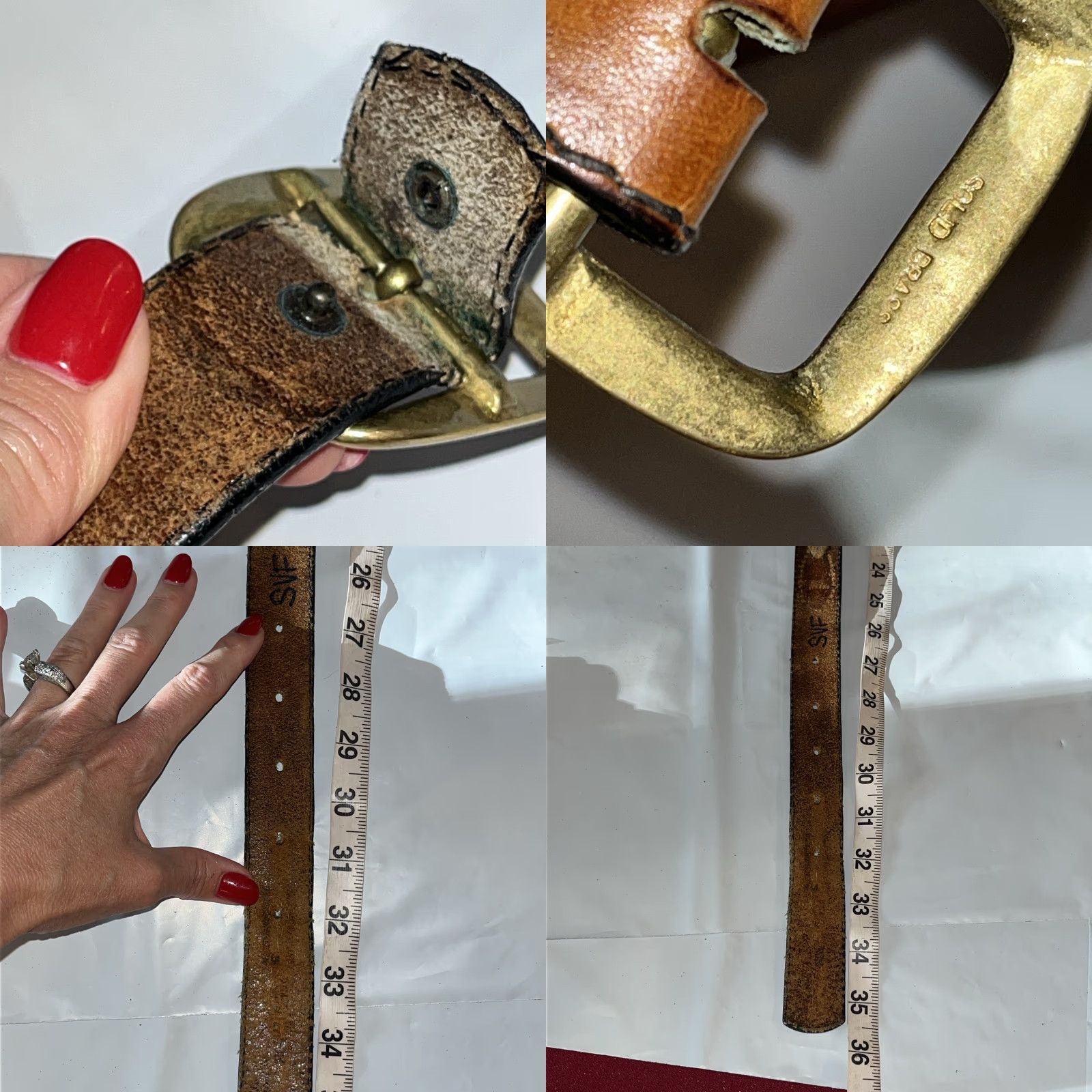 Jordache VINTAGE Jordache HORSE LOGO Brown Braided Leather Belt Sz 30 Solid Brass Buckle Womens Size ONE SIZE - 9 Thumbnail