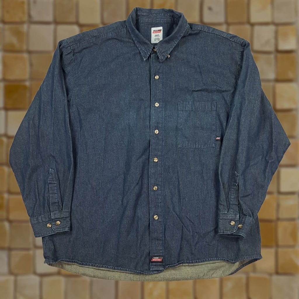 Dickies VINTAGE Dickies Denim Button-Up Shirt Mens 3XL Dark Wash Long Sleeve Workwear Casual 90s Retro USA Size US XXL / EU 58 / 5 - 1 Thumbnail