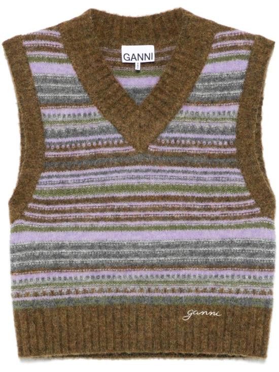 Ganni GANNI Women Sweater K2356 838 Green Size S / US 4 / IT 40 - 1 Thumbnail