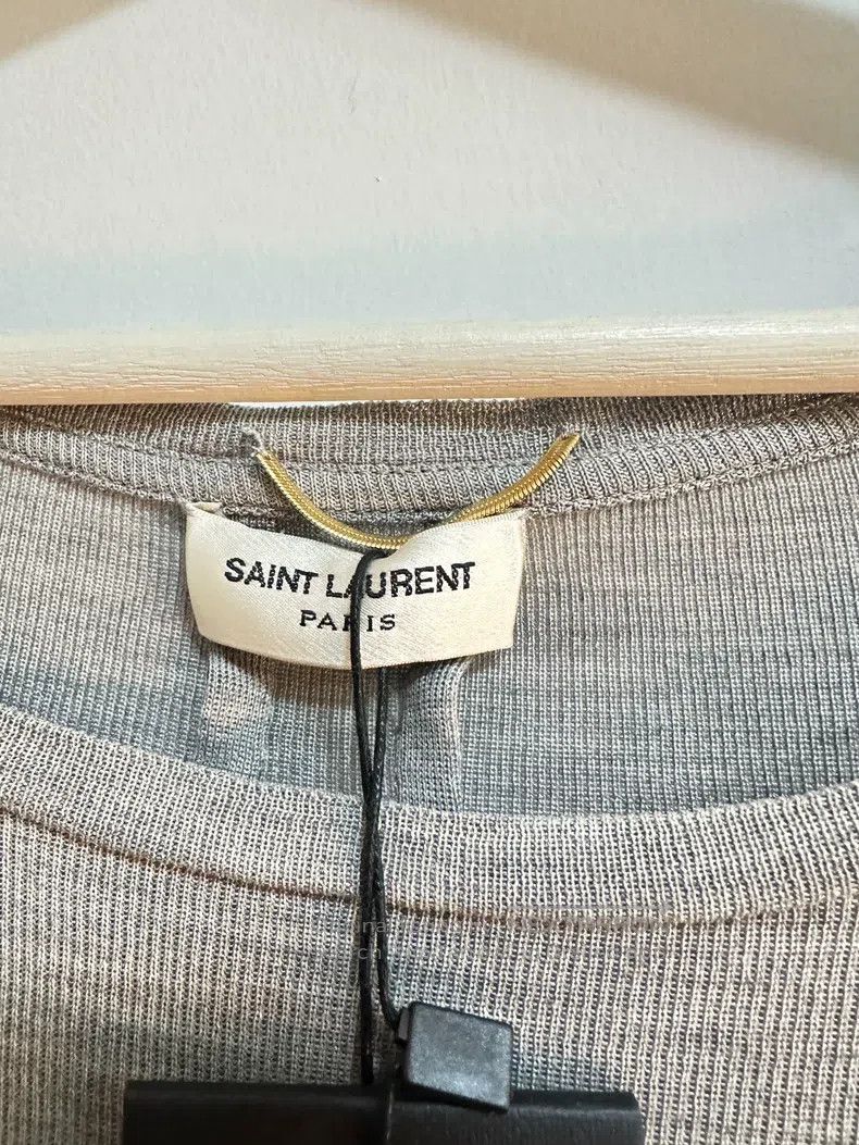 Saint Laurent Paris Saint Laurent Paris Gray Silk Side Chain Short Sleeve Size US S / EU 44-46 / 1 - 4 Thumbnail