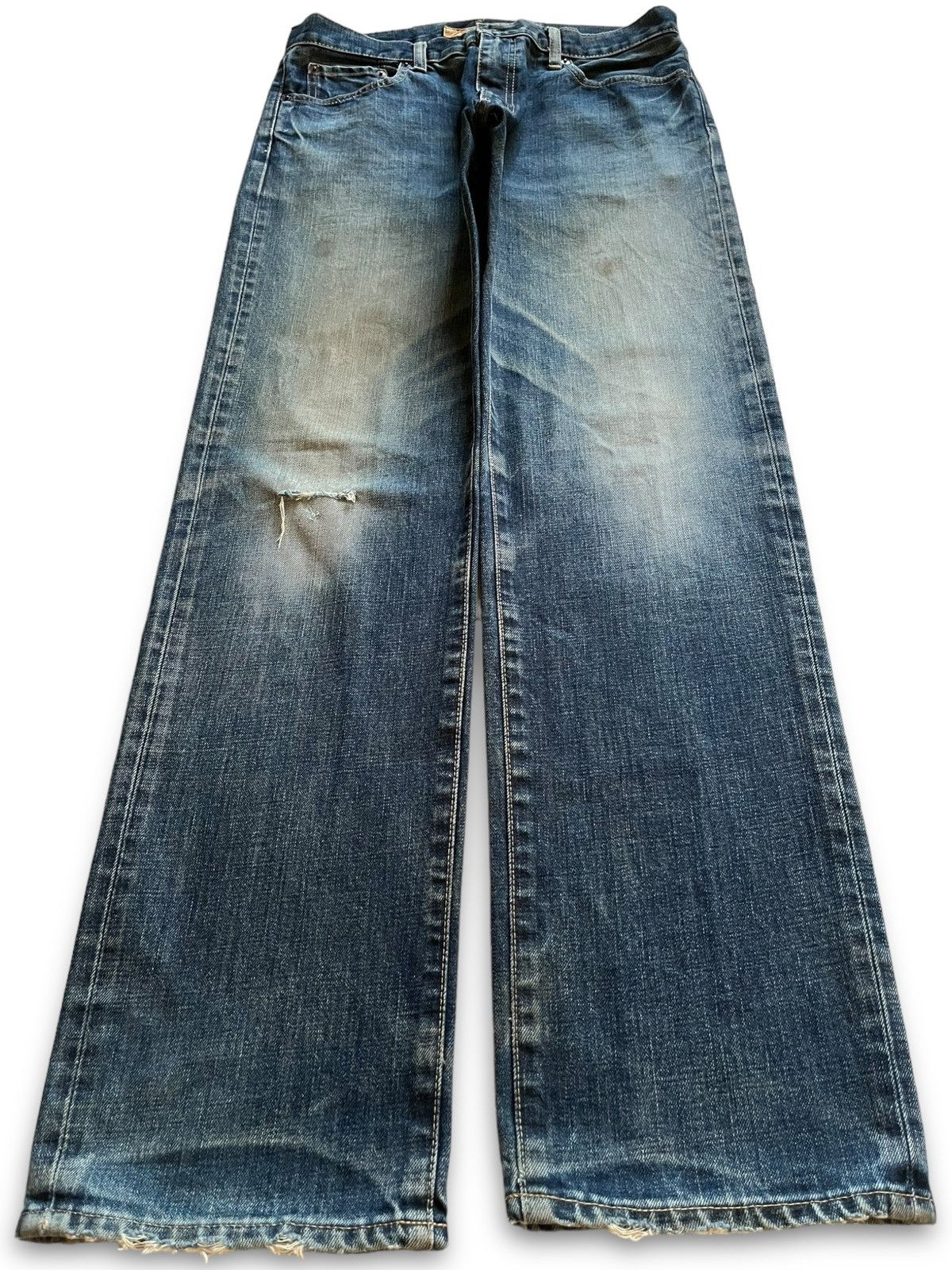Japanese Brand × Uniqlo SALES🔥Vintage Uniqlo Mud Wash Distressed Loose Jeans Size US 32 / EU 48 - 1 Thumbnail