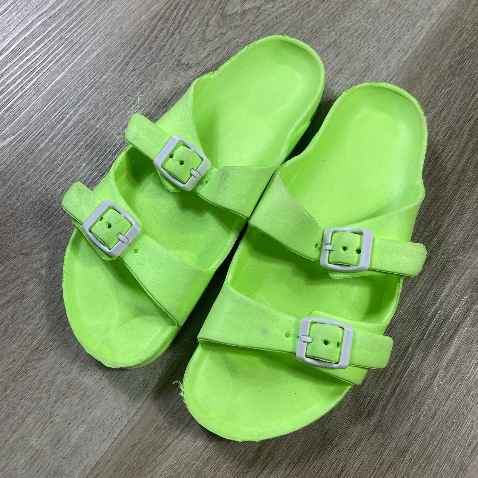Other Neon Green Double Buckle Slide Sandals Size 6 Unisex Casual Size US 6 / IT 36 - 1 Thumbnail
