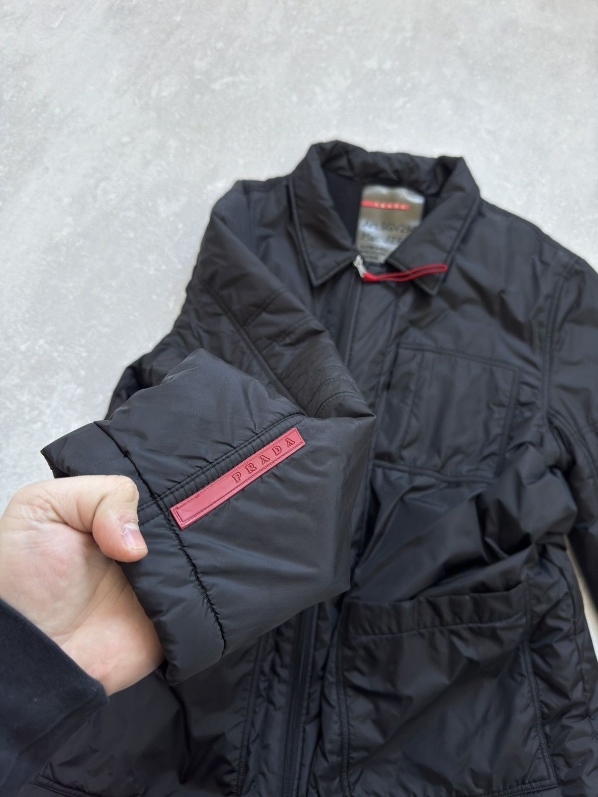 Prada × Vintage Vintage Prada Nylon Red Tab Black Jacket Pocket Fleece 00s Size US L / EU 52-54 / 3 - 23 Thumbnail