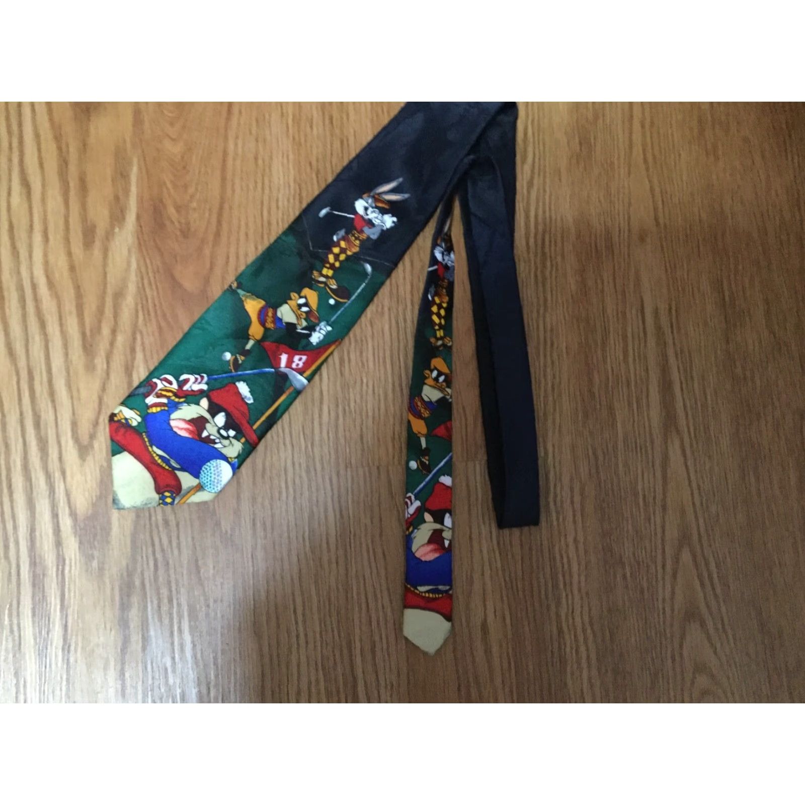 Vintage VINTAGE LOONEY TUNES Play Golf Tie - Silk - Black - Novelty Golf Theme - Unisex - One Size Size ONE SIZE - 2 Thumbnail