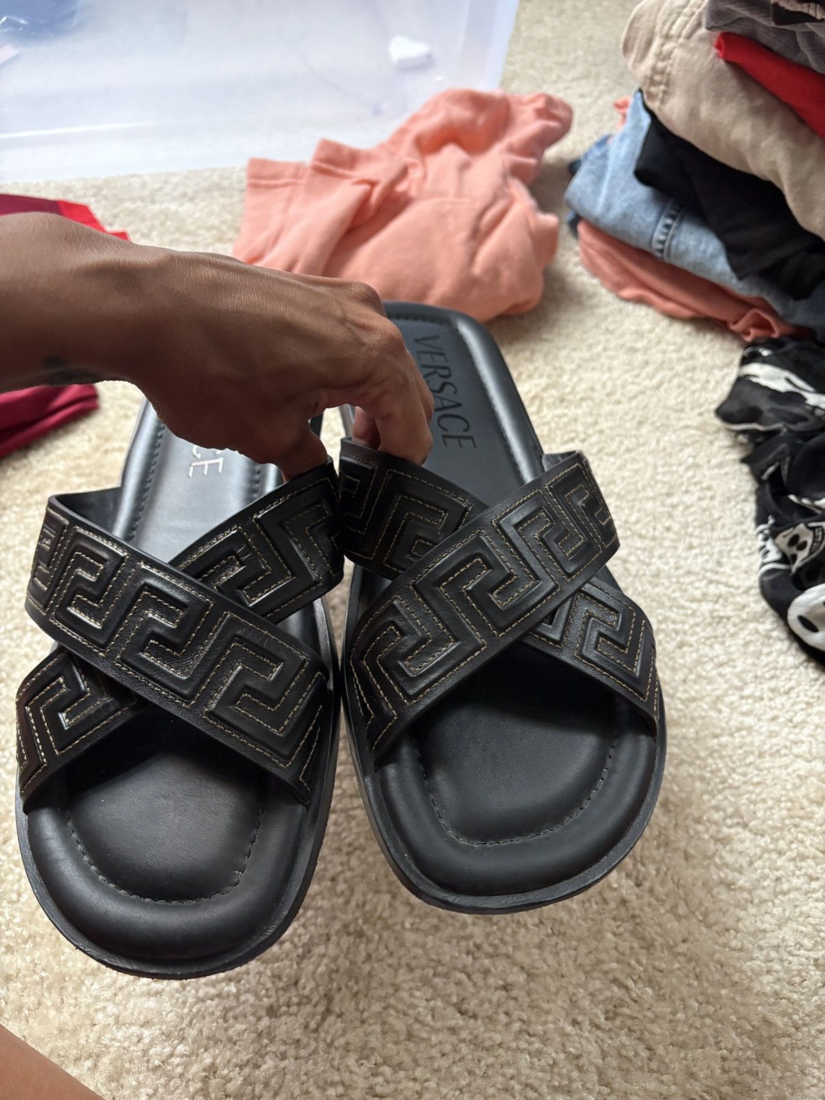Versace Versace Men Greca Leather slides Size US 12 / EU 45 - 5 Thumbnail