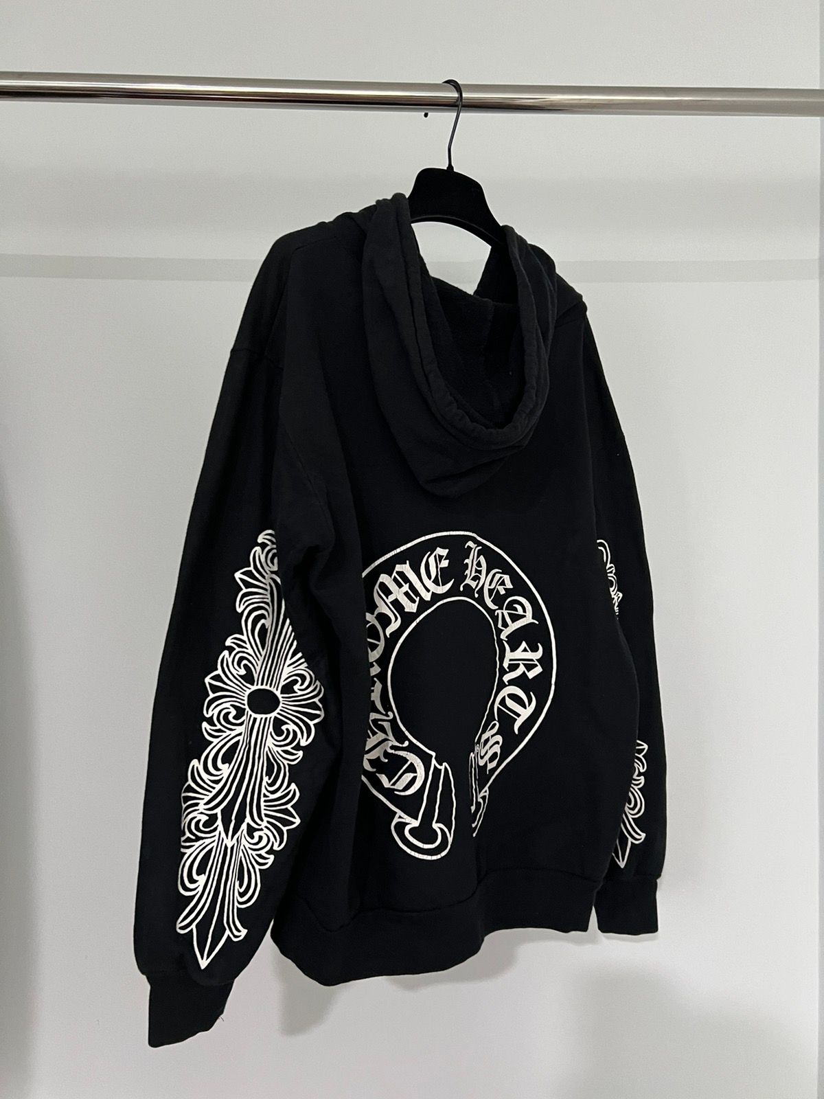 Pre-owned Chrome Hearts X Vintage Chrome Hearts Floral Horseshoe Zip Up Hoodie In Black