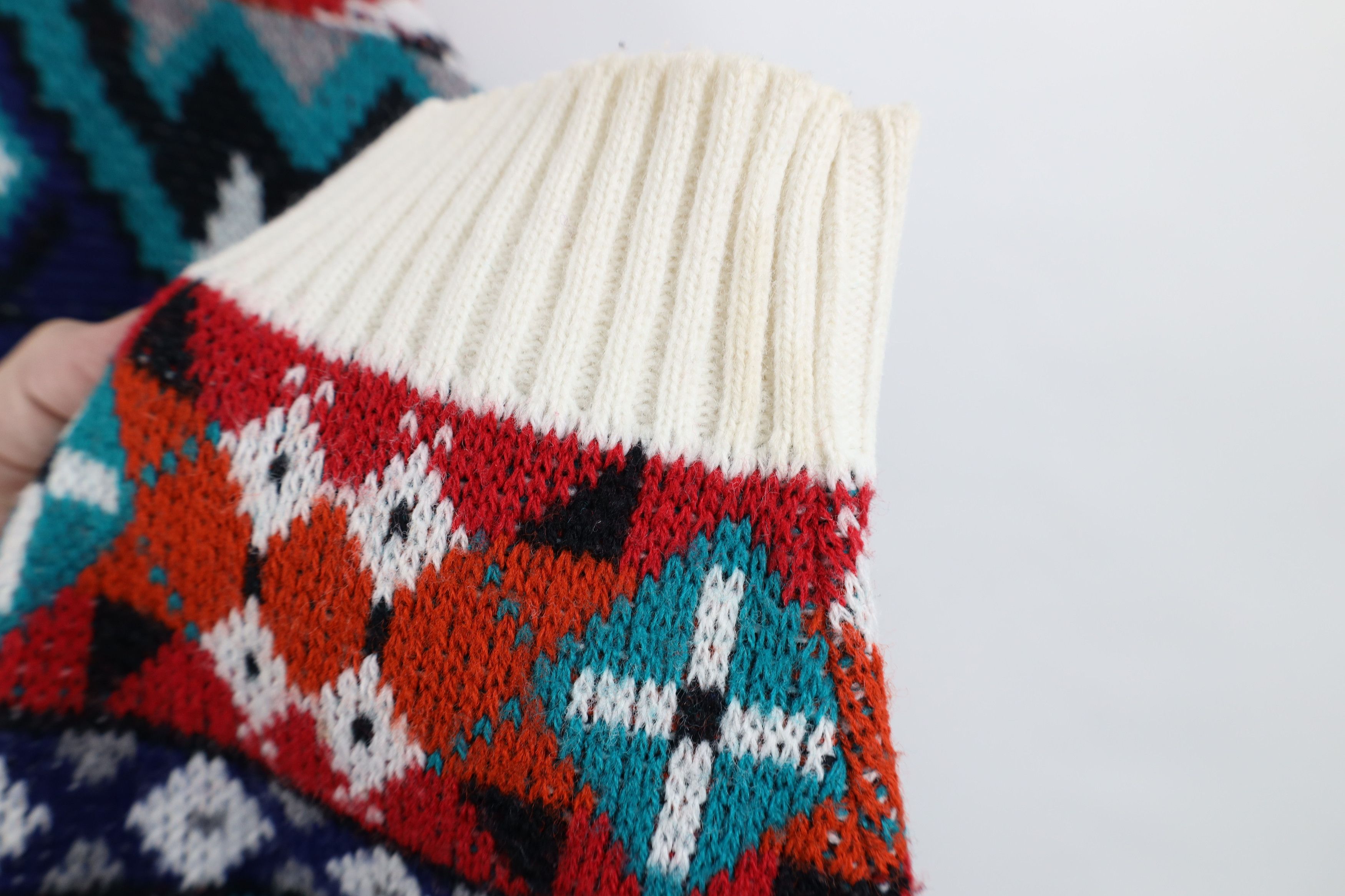 Vintage Vintage 90s Streetwear Fair Isle Knit Mock Neck Sweater USA Size L / US 10 / IT 46 - 10 Thumbnail