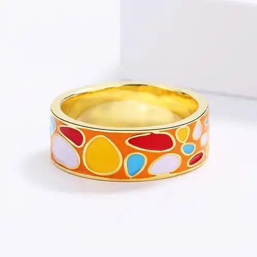 Ring Of Fire Handmade Enamel Epoxy Irregular Ring Size ONE SIZE - 3 Thumbnail