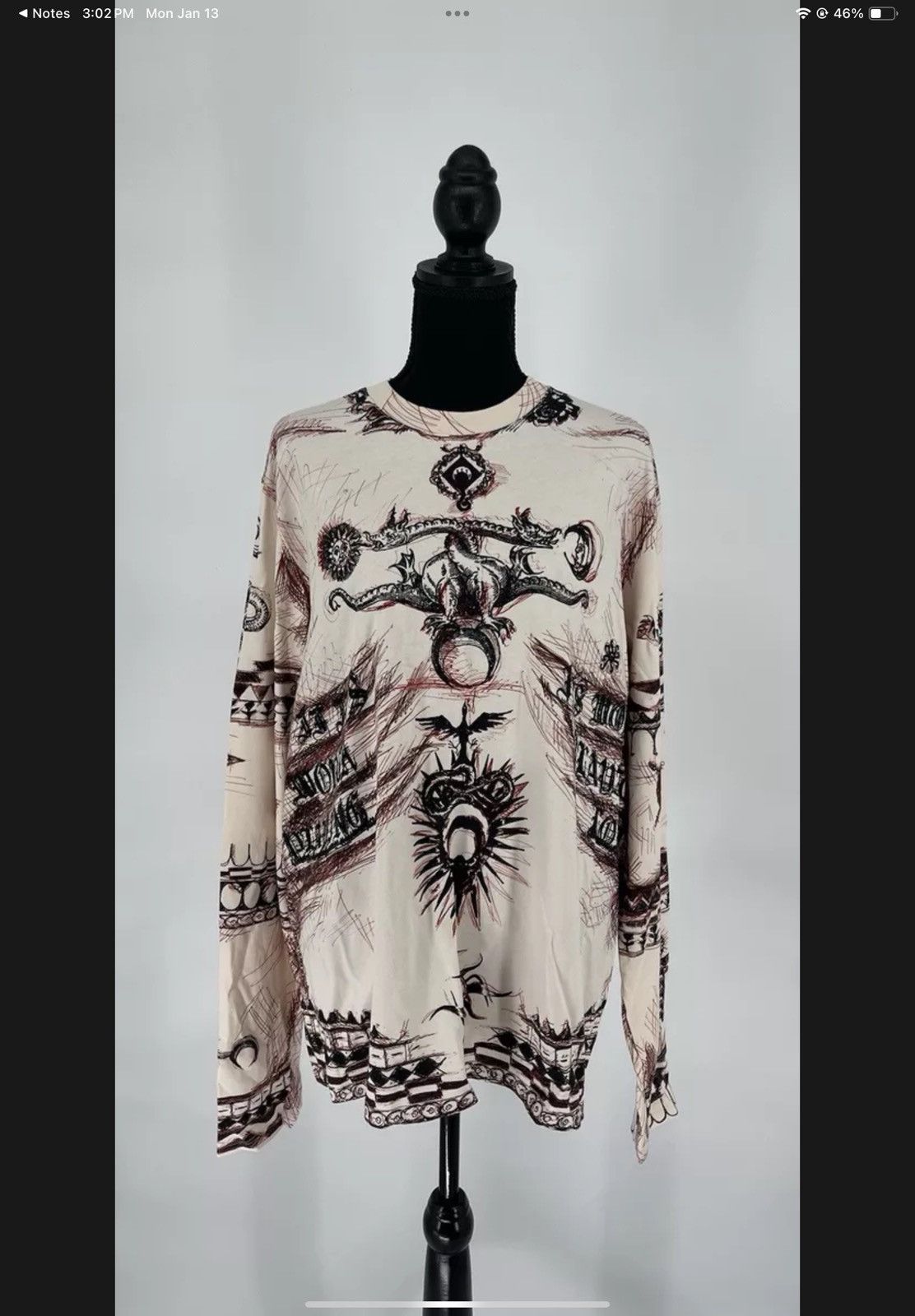 Marine Serre Marine Serre Geotic Relaxed Long-Sleeve Top Dragon Logo Size XL / US 12-14 / IT 48-50 - 1 Thumbnail