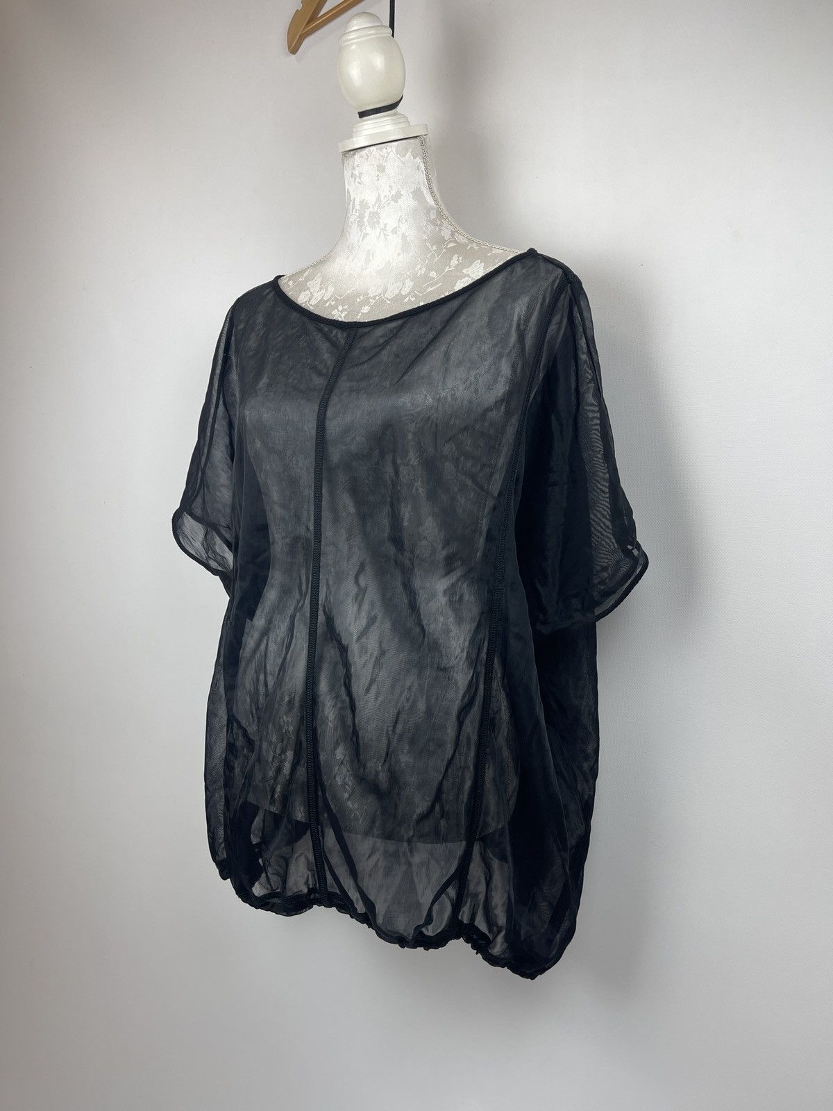 Japanese Brand × Le Grande Bleu (L.G.B.) Sonja Marohn Y2k Sheer Mesh Baggy Blouse Top Size S / US 4 / IT 40 - 2 Thumbnail