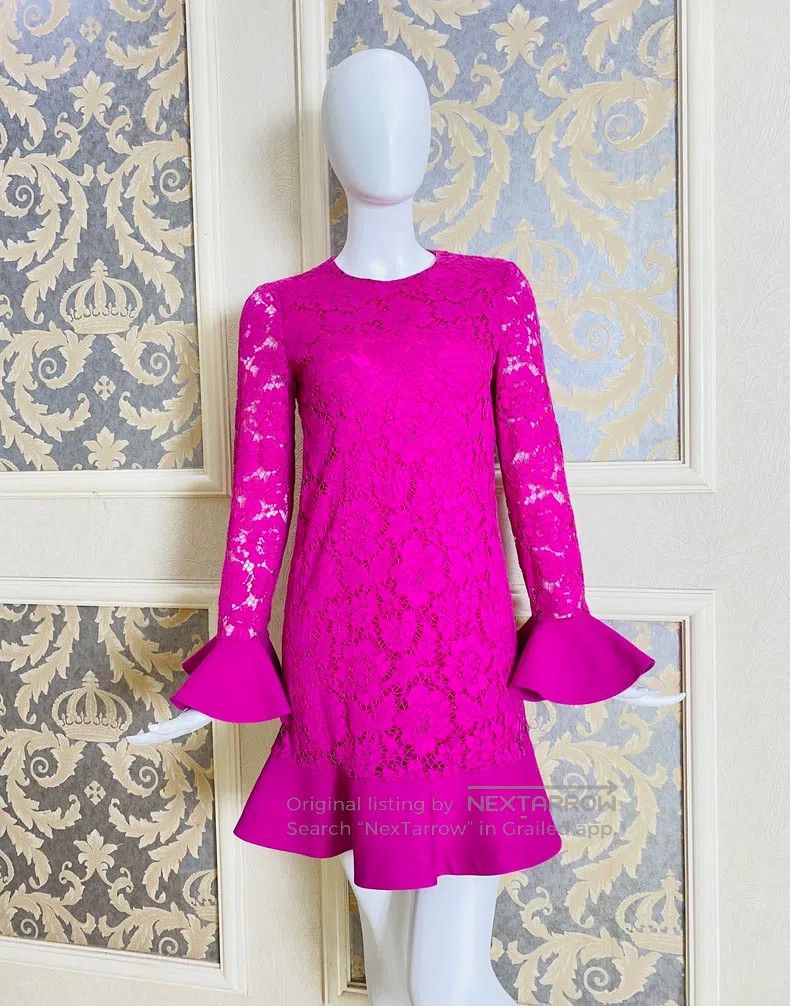 Valentino Valentino Rose red lace flared sleeve dress Size S / US 4 / IT 40 - 1 Thumbnail