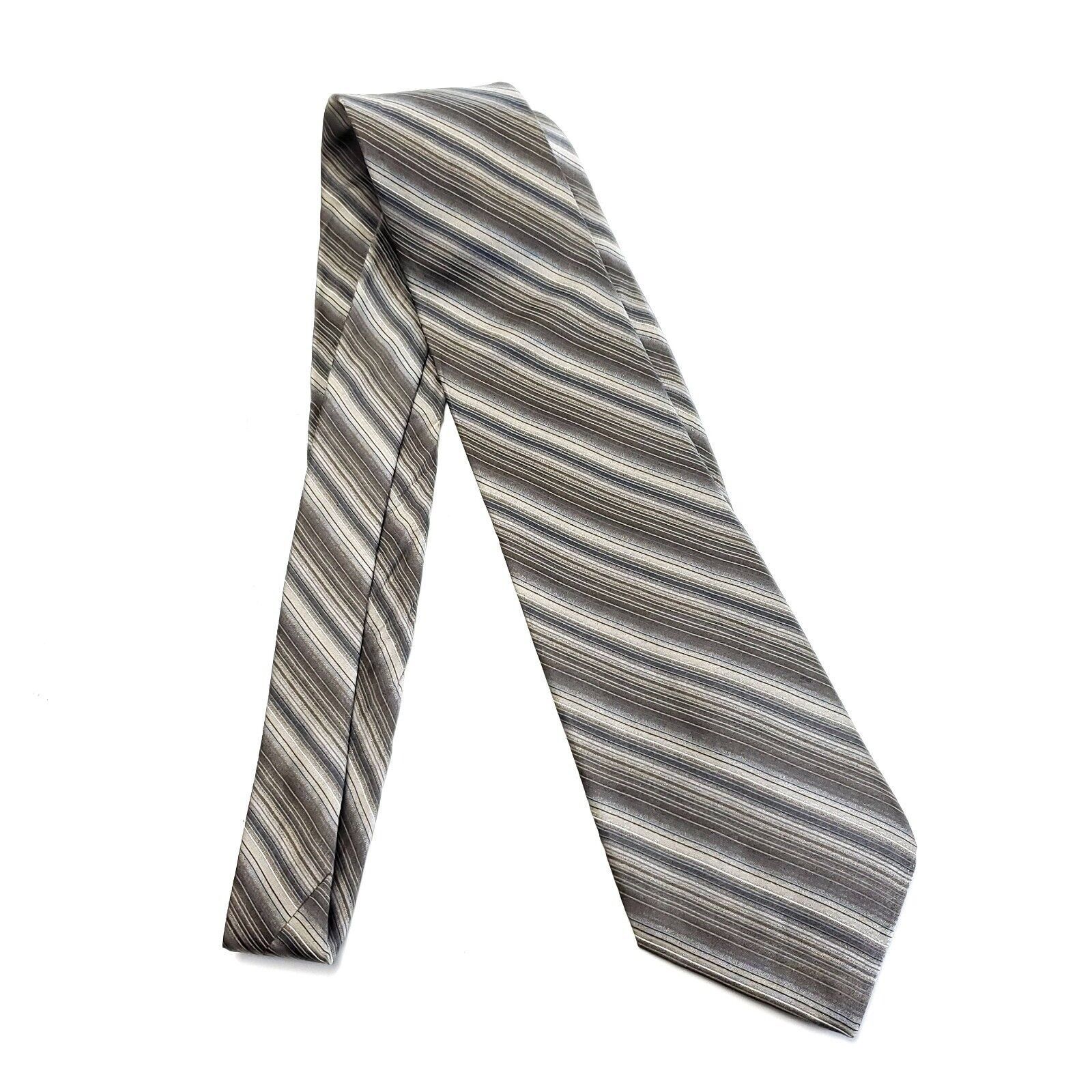 Arrow Arrow Beige Gray Brown Print Striped Wide Silk Tie Size ONE SIZE - 6 Thumbnail