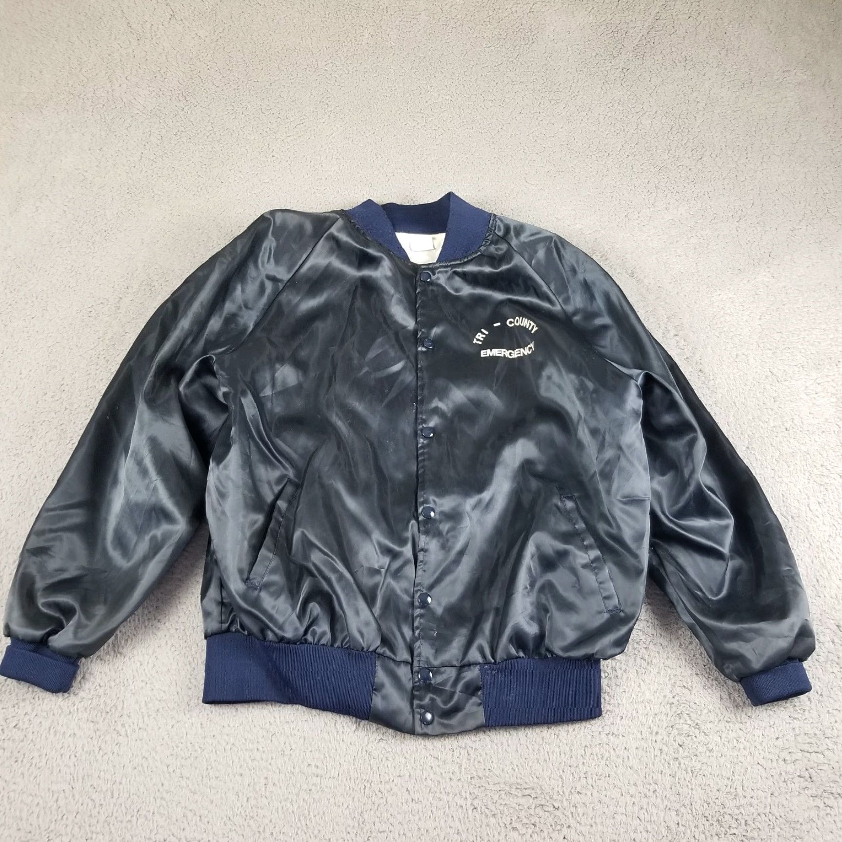 Vintage Vintage Bomber Jacket Tri-County Satin XL Blue Men Coat Illinois Size US XL / EU 56 / 4 - 2 Thumbnail