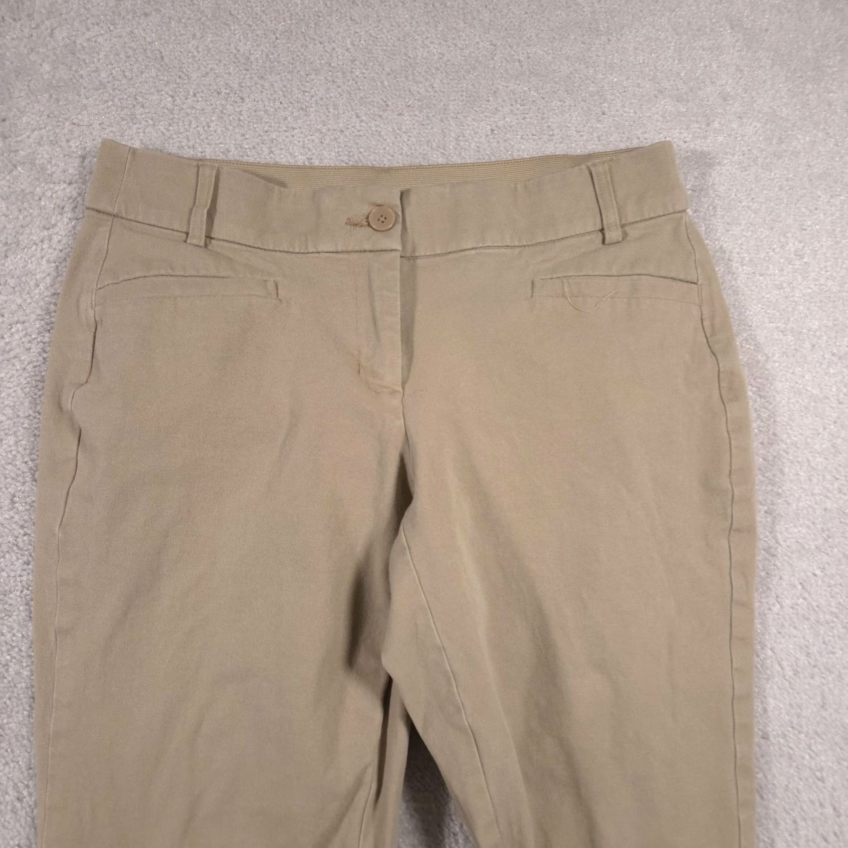 Vintage Lane Bryant Pants Womens 14 Khaki Beige Cropped Stretch Workwear Casual Theena Size 36" / US 14 / IT 50 - 3 Thumbnail
