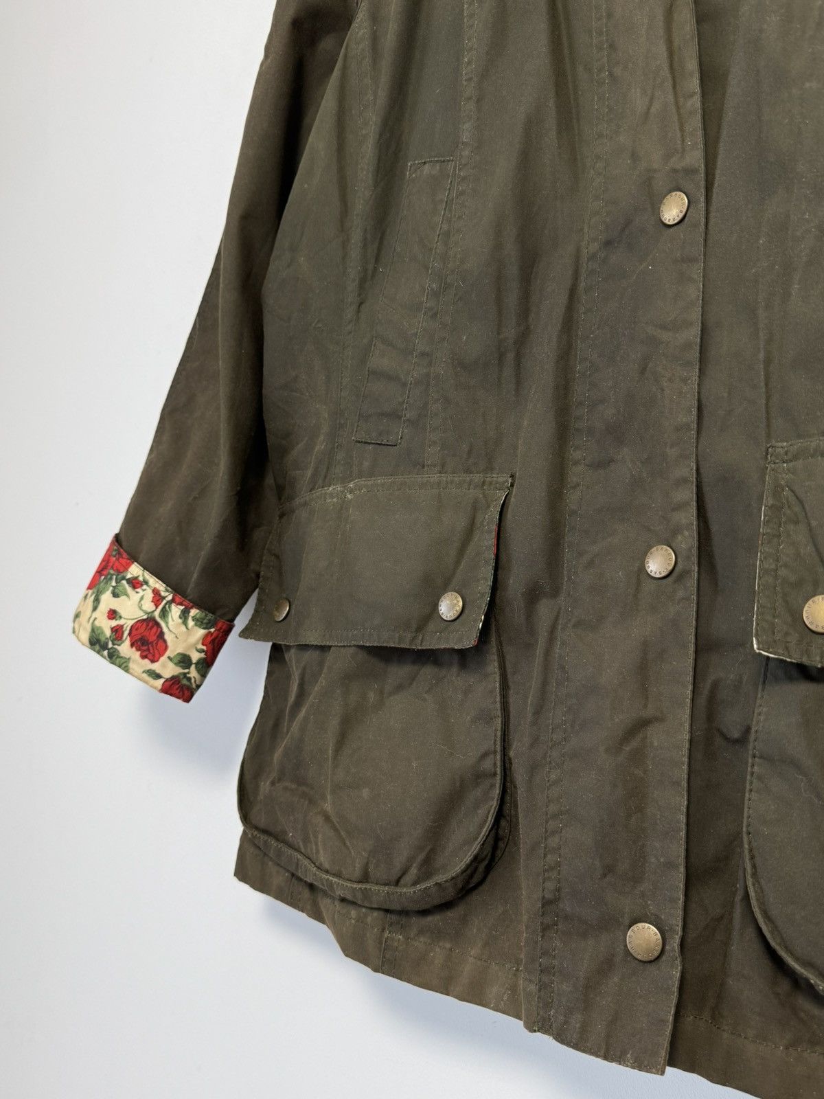 Barbour Barbour Abrosa Beadnell Liberty Rose olive wax jacket USA-10 Size XL / US 12-14 / IT 48-50 - 7 Thumbnail