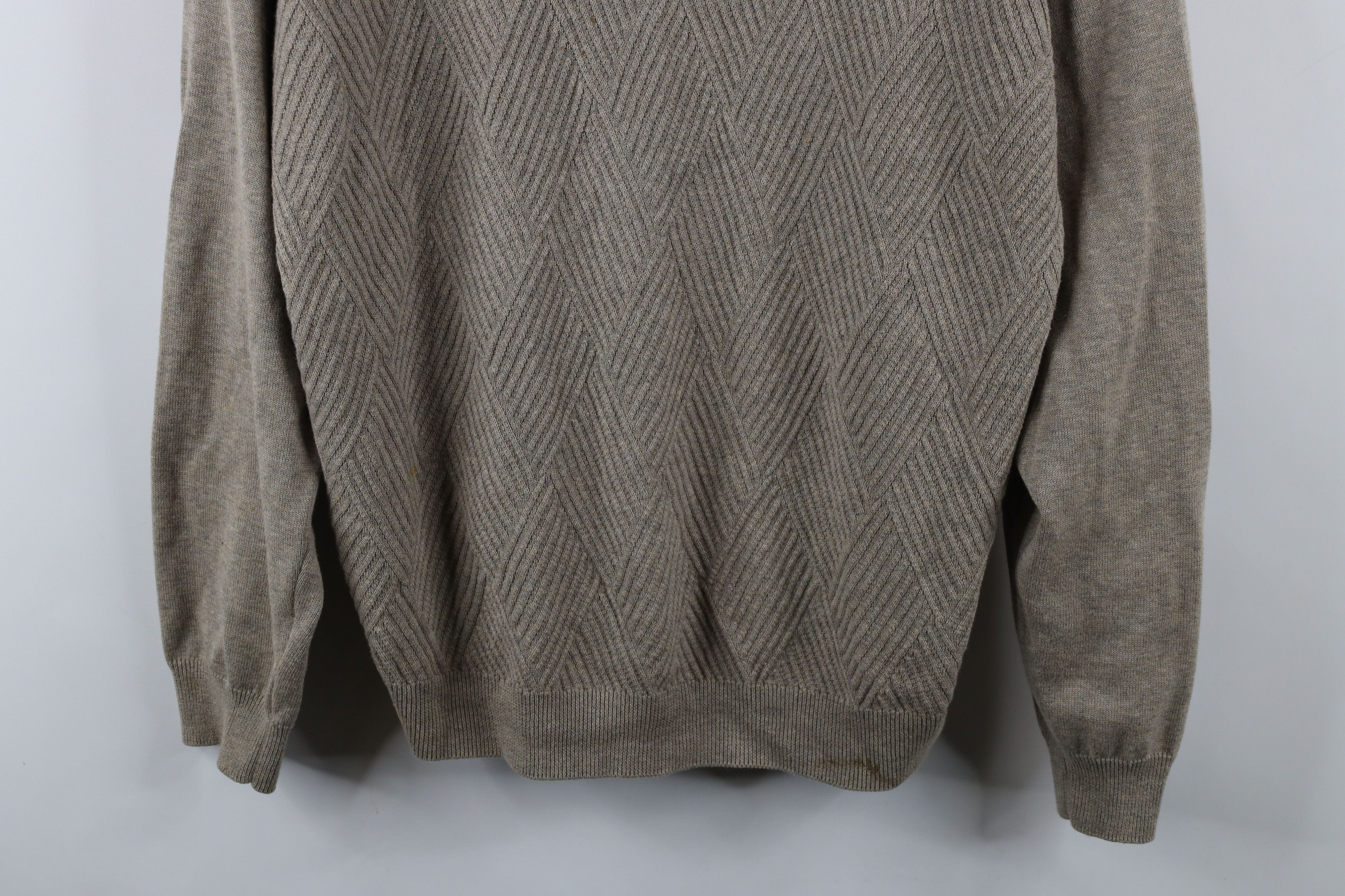 Vintage Vintage 90s Streetwear Knit Diamond Long Sleeve Polo Beige Size US L / EU 52-54 / 3 - 3 Thumbnail