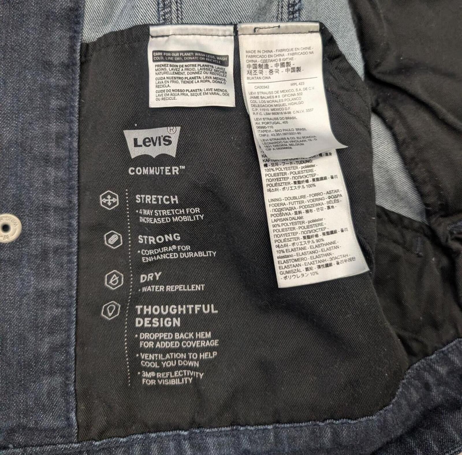 Levi's Levis Indigo Commuter Motorcycle Denim Jacket with Hood Size US L / EU 52-54 / 3 - 3 Thumbnail