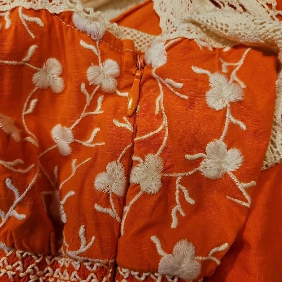 Anthropologie Moulinette Soeurs Anthro Dress Womens 0 Orange Crochet Medal Size XS / US 0-2 / IT 36-38 - 13 Thumbnail