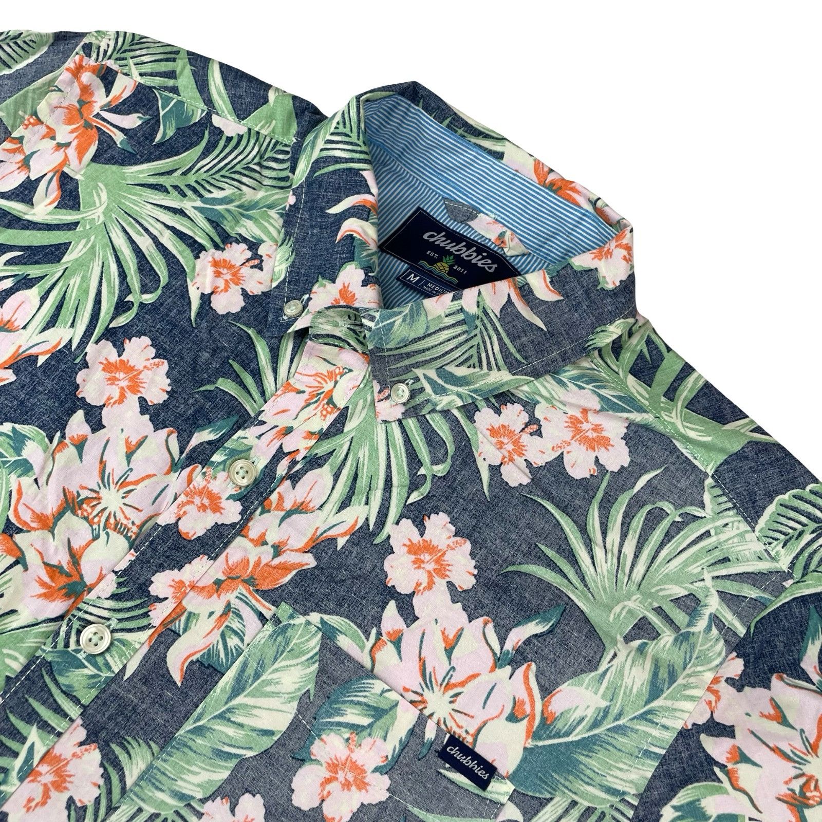 Chubbies Chubbies Men's Hawaiian S/S Button Shirt Navy/Pink Floral • Size US M / EU 48-50 / 2 - 1 Thumbnail
